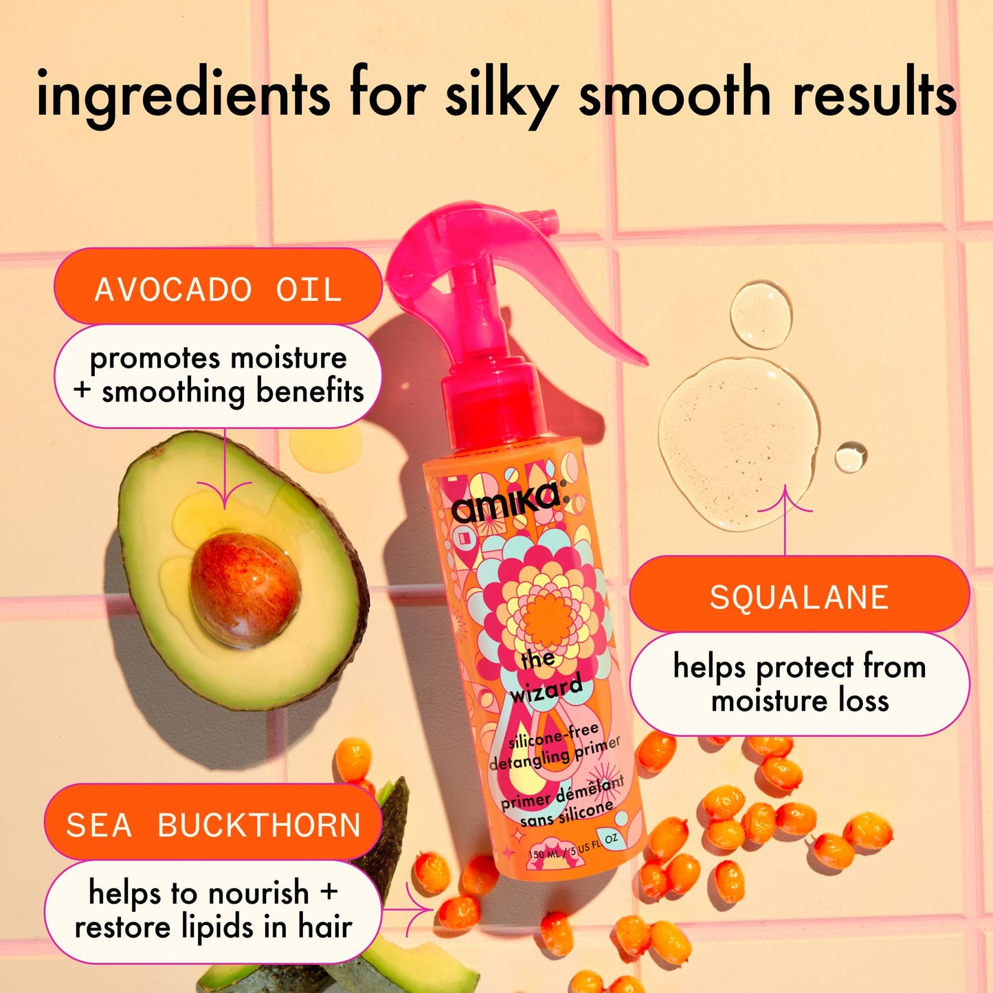 amika the wizard silicone-free detangling primer, 150ml