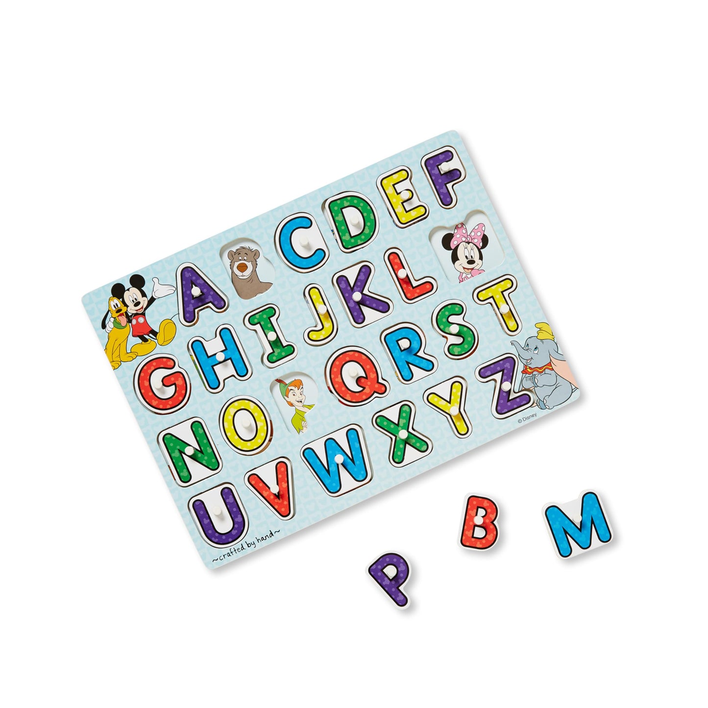 Melissa & Doug Disney Wooden Peg Puzzles Set: Letters, Numbers, and Shapes and Colors