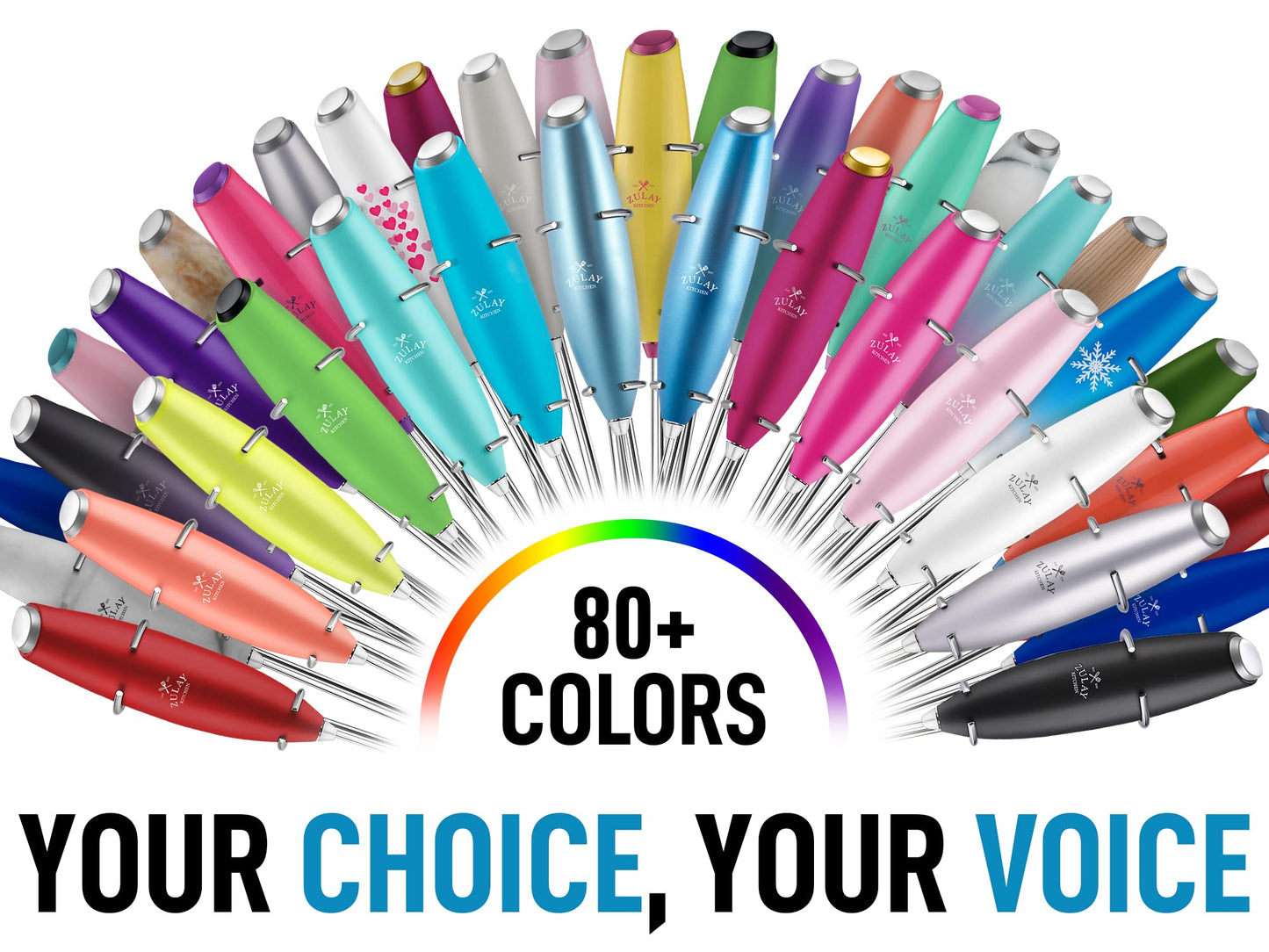 Zulay Kitchen Handheld Milk Frother Wand – Electric Drink Mixer with AA Batteries, Easy-Clean Whisk for Coffee, Lattes & Cappuccino, Black