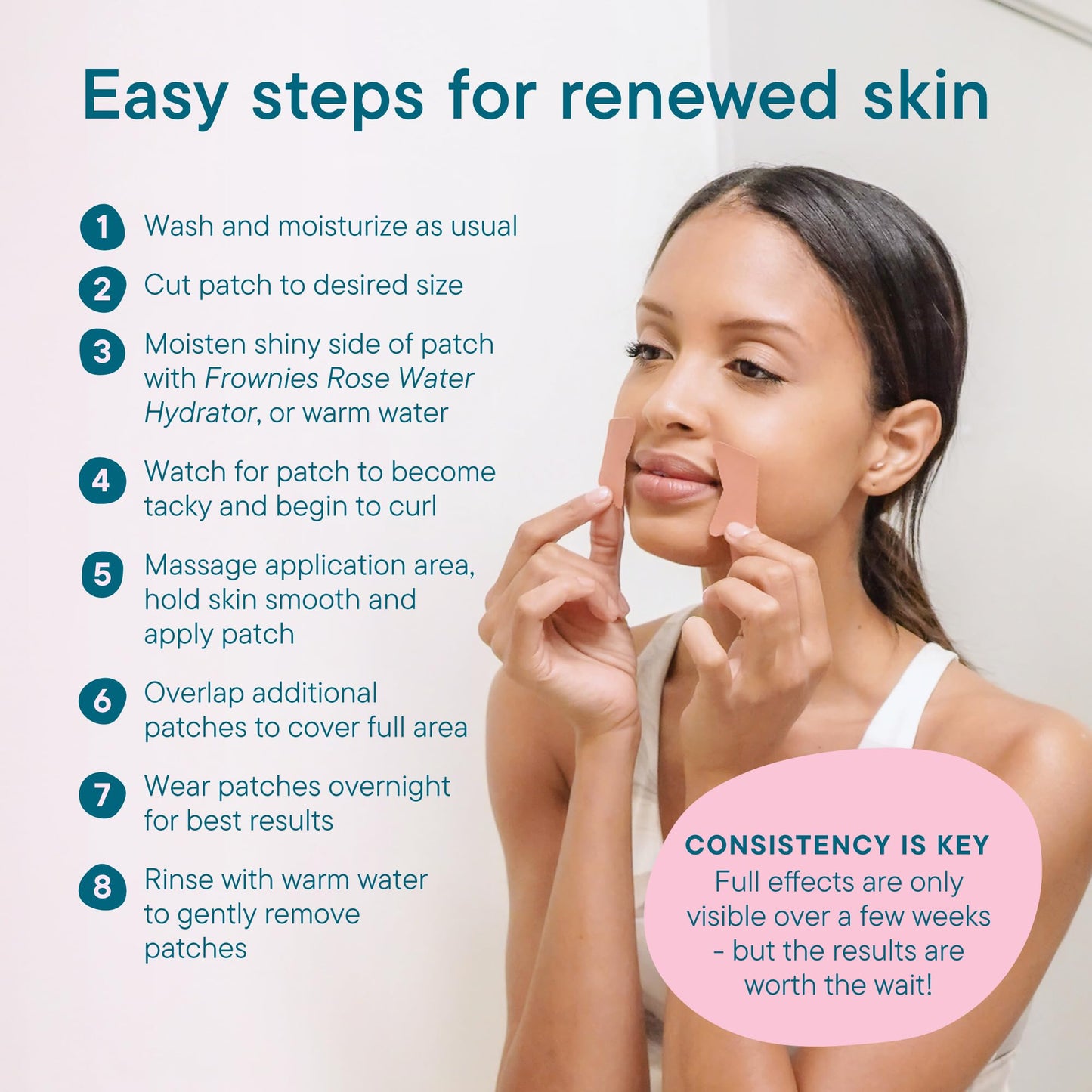 Frownies Anti-Wrinkle Facial Patches for Eyes & Mouth, Hypoallergenic, Smooth Crow’s Feet & Smile Lines Overnight, 144 Patches