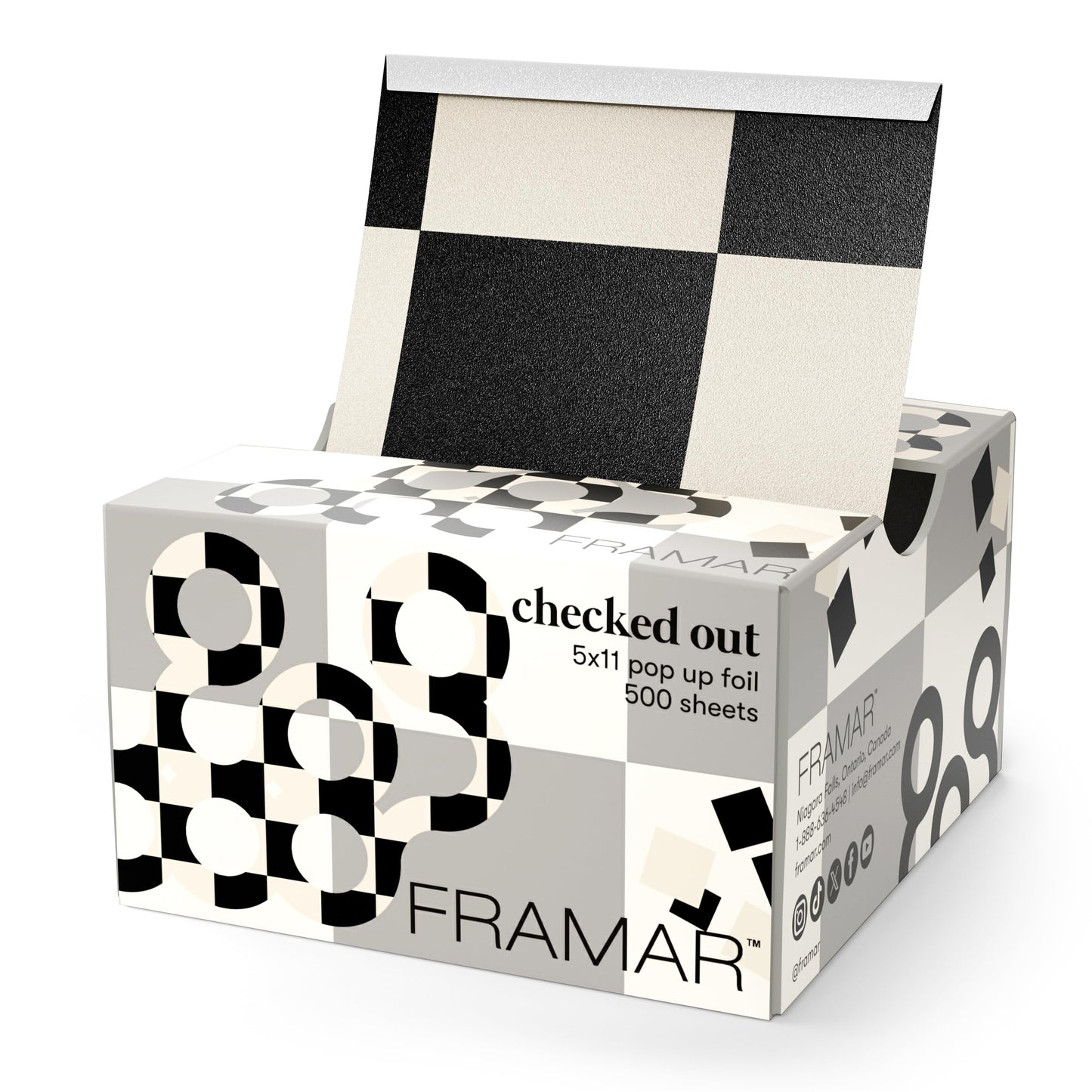 FRAMAR Checked Out Hair Foil – 500 Sheets Pop-Up Foil for Hair Highlighting, Long Hair Bleaching, Salon-Quality Foils for Stylists