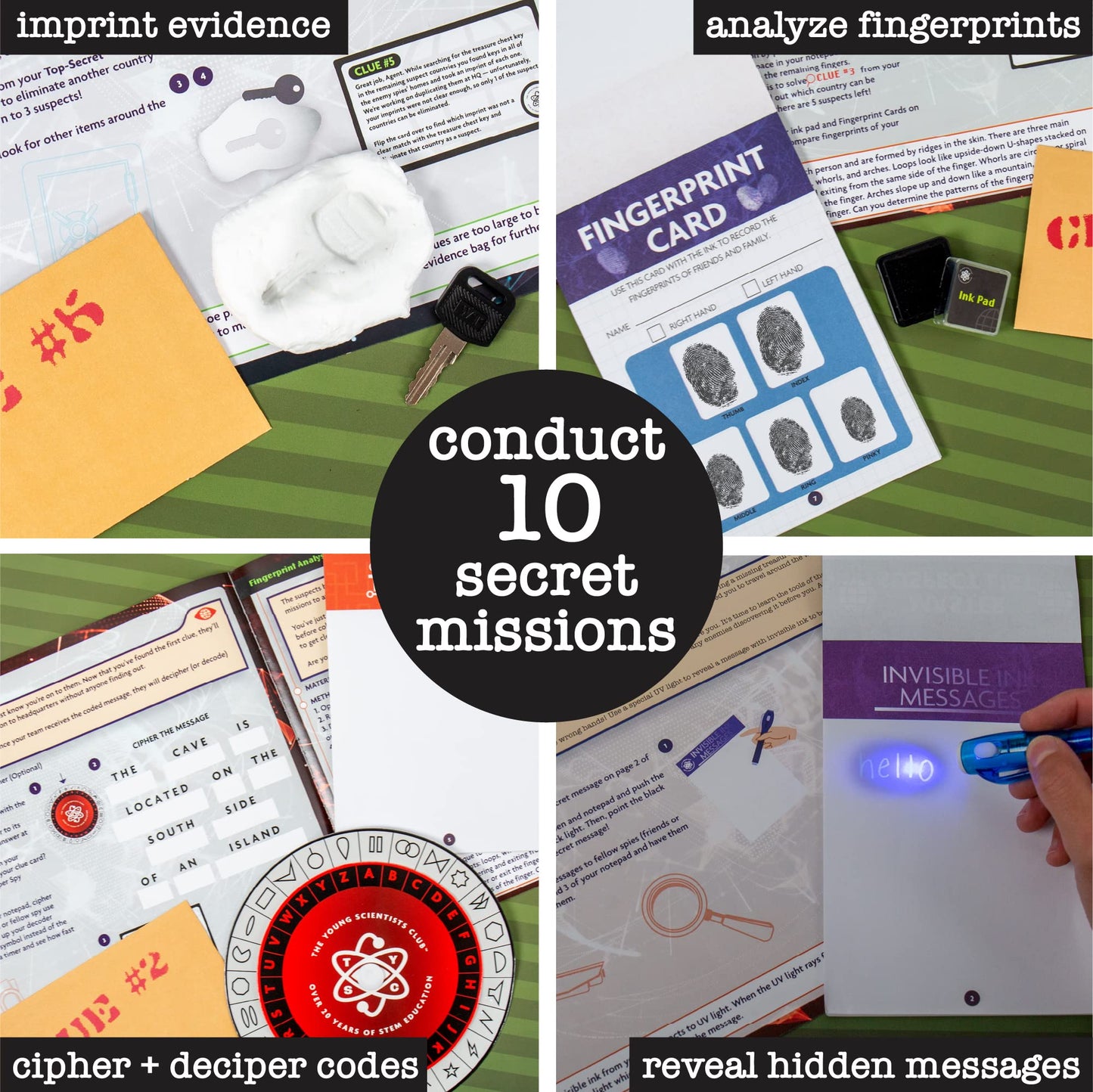 The Young Scientists Club Spy Science Kit – Detective & Crime-Solver Set for Kids, Spy Parties, Science Toy Gift, Ages 8-10