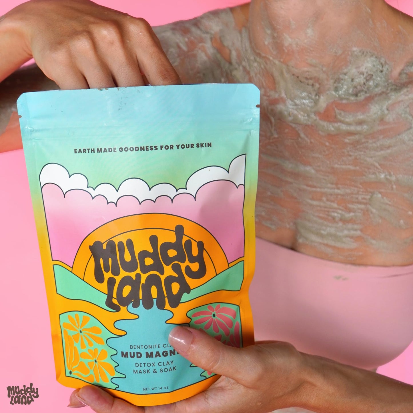 Muddyland Bentonite Clay Detox Bath & Full Body Mud Mask – Mineral-Rich Clay with Epsom Salt for Adults & Kids, Heavy Metal Detox Soak