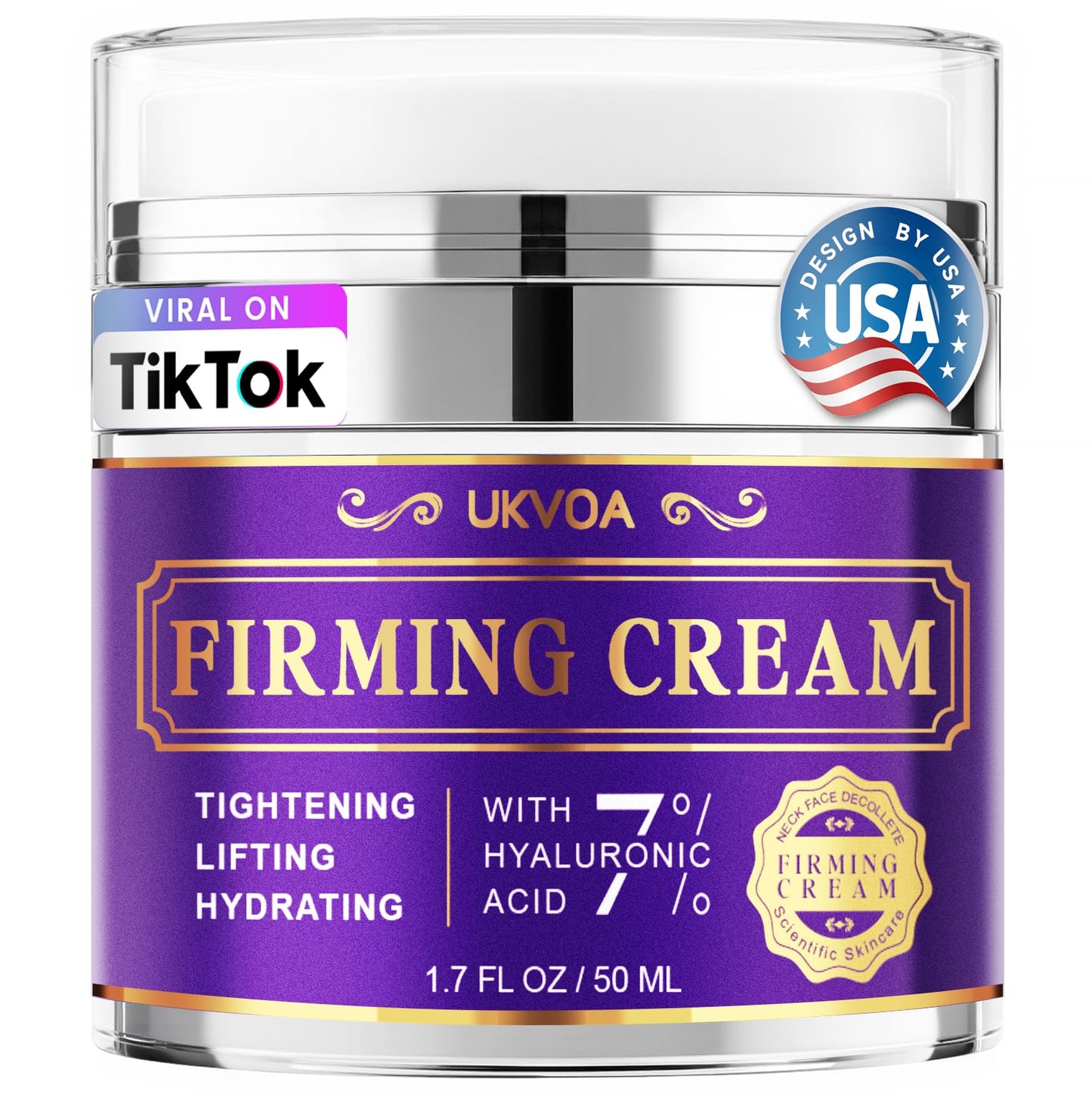 UKVOA Retinol Neck & Face Cream for Women – Anti-Aging, Firming & Tightening with Collagen & Hyaluronic Acid, 1.7 fl oz