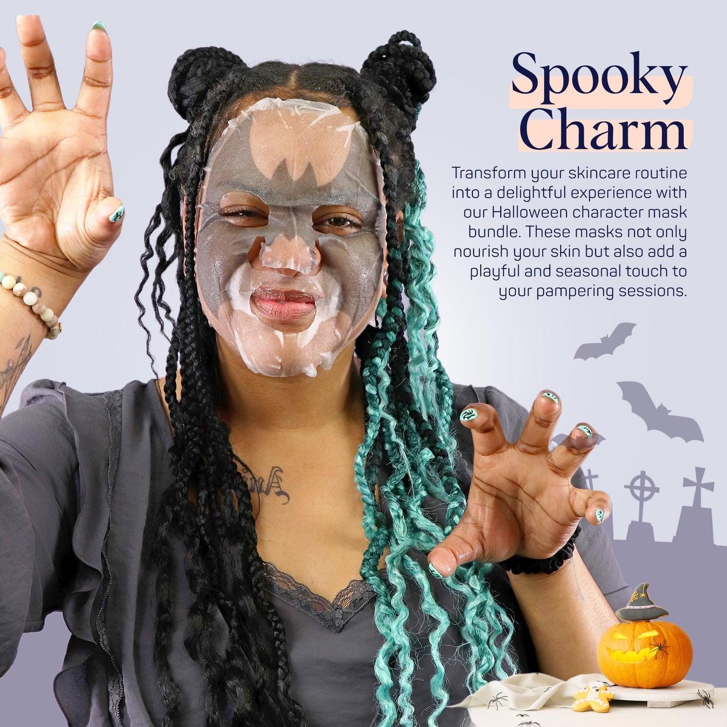 SpaLife Halloween Facial Mask Sheet Bundle – Pumpkin, Ghost & Bat Moisturizing Face Masks for Women – Hydrating Skincare Spa Beauty Pack