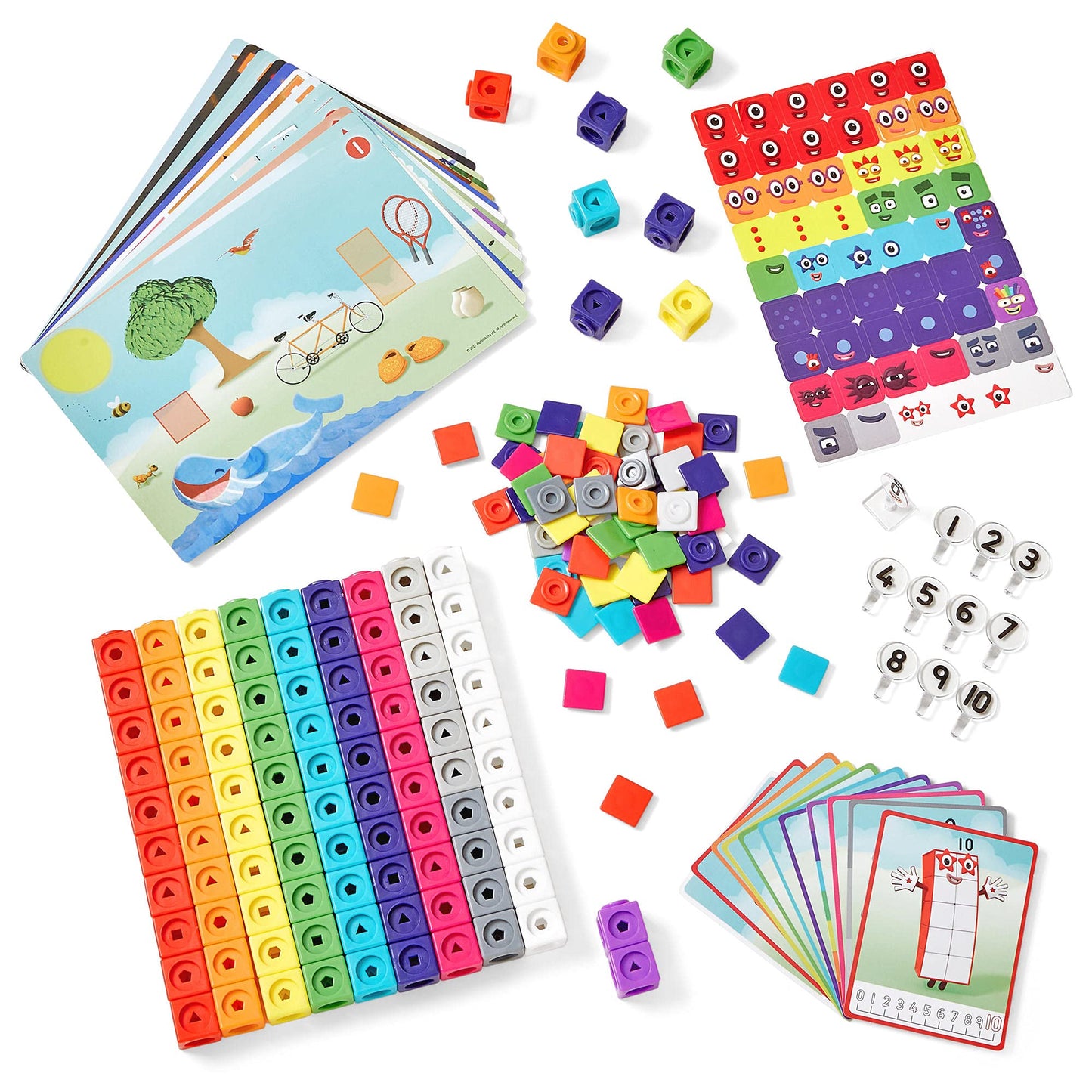 hand2mind MathLink Cubes Numberblocks 1-10 Set – 30 Preschool Counting & Linking Activities, Educational Math Manipulatives for Kids