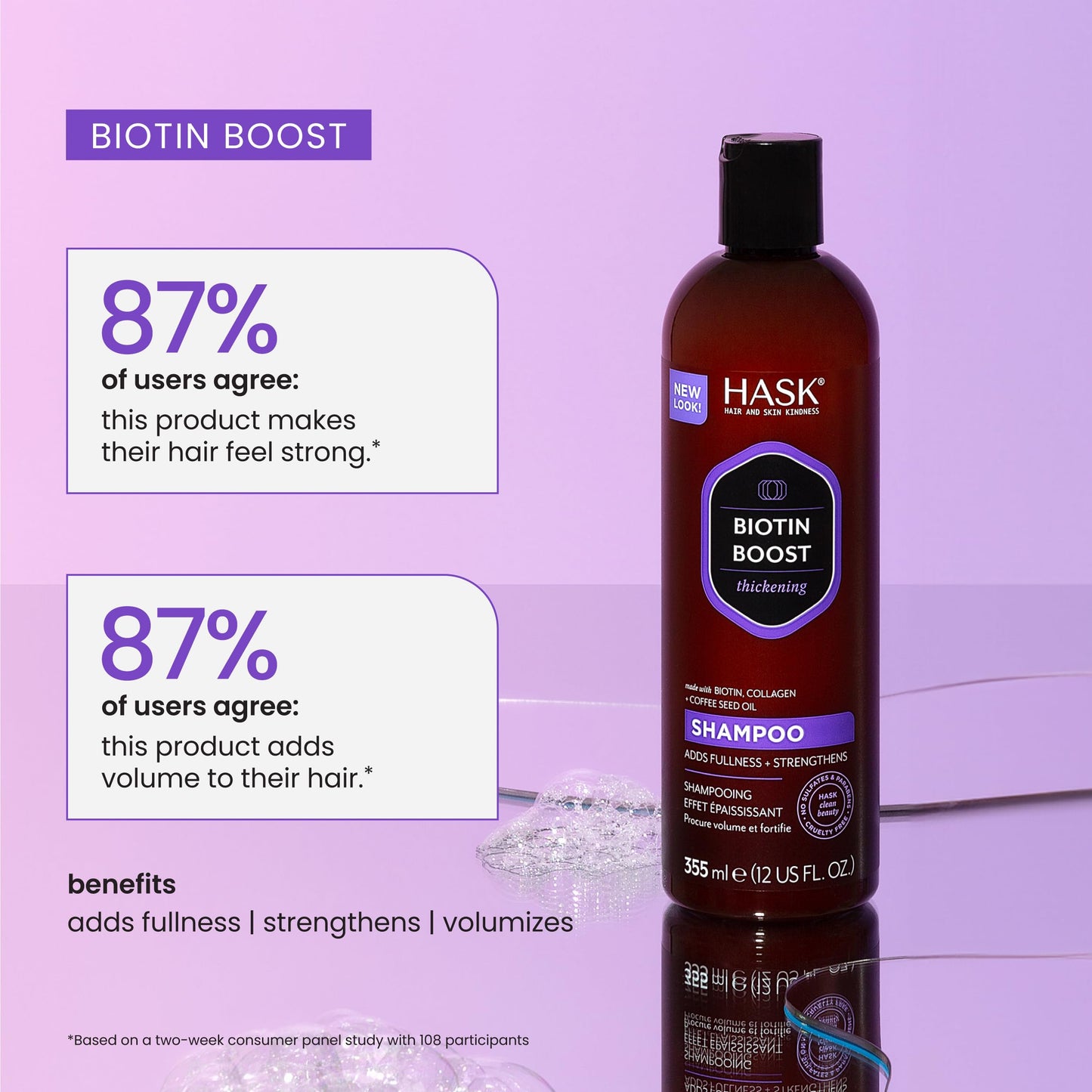 HASK Biotin Boost Thickening Shampoo & Conditioner Set | Adds Volume & Strength | Sulfate-Free, Paraben-Free, Color Safe Hair Care | 12oz Each
