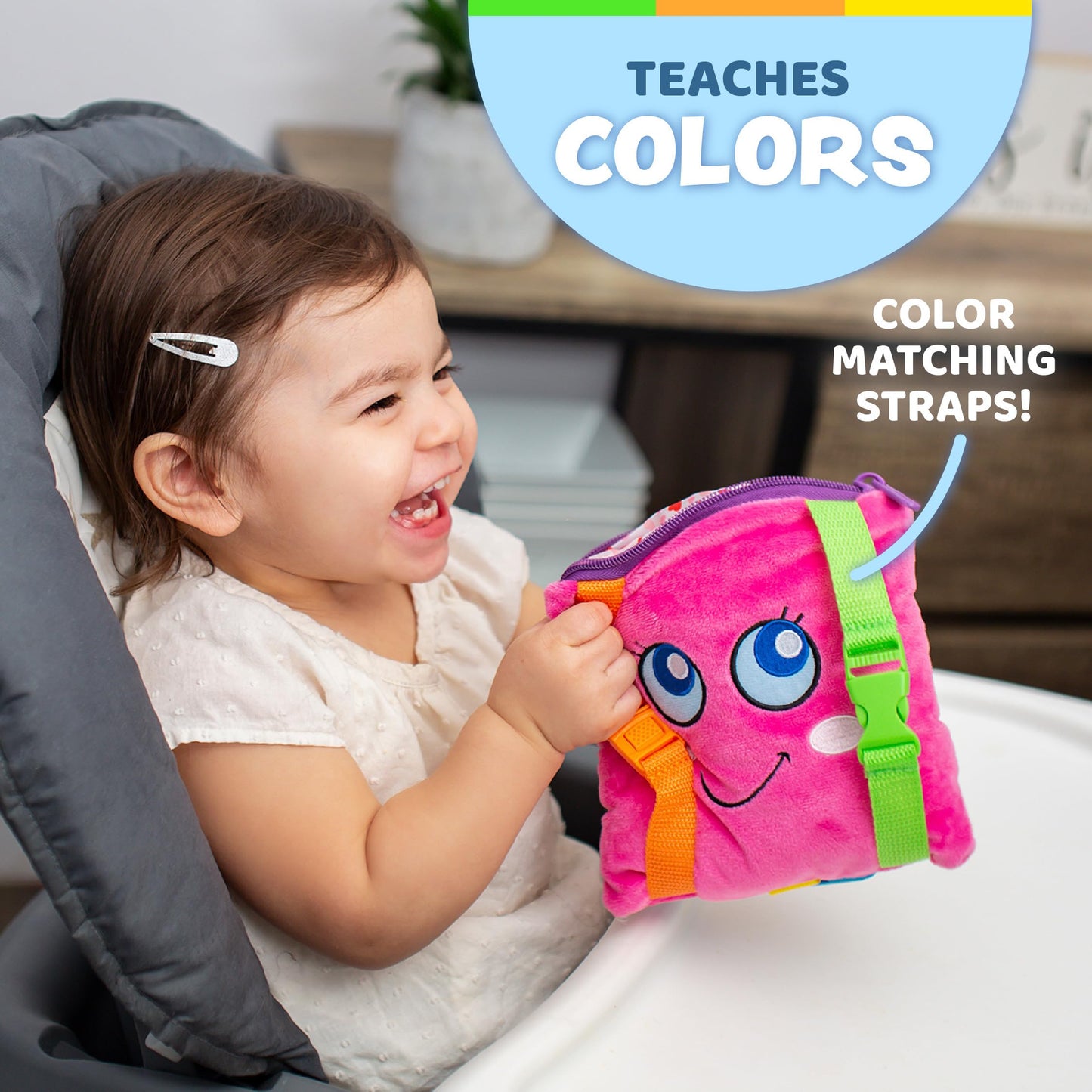 Buckle Toys - Bella Square - Learning Activity Game - Develop Motor Skills and Problem Solving - Travel Essential for Toddlers 1-3