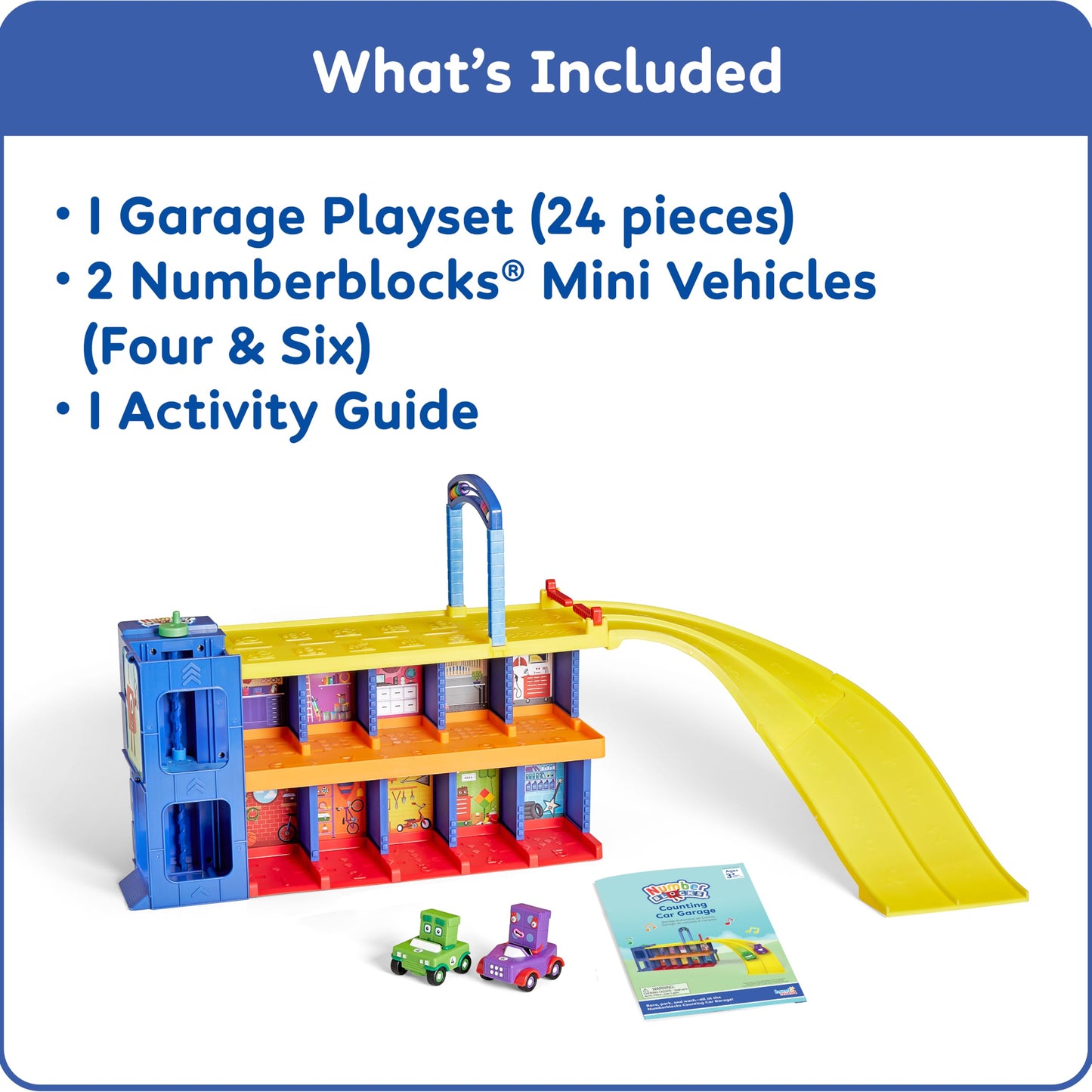 hand2mind Counting Car Garage Toy Set – Race Track & Parking Garage for Preschoolers, Numbers Learning, Pretend Play, Kids Birthday Gift