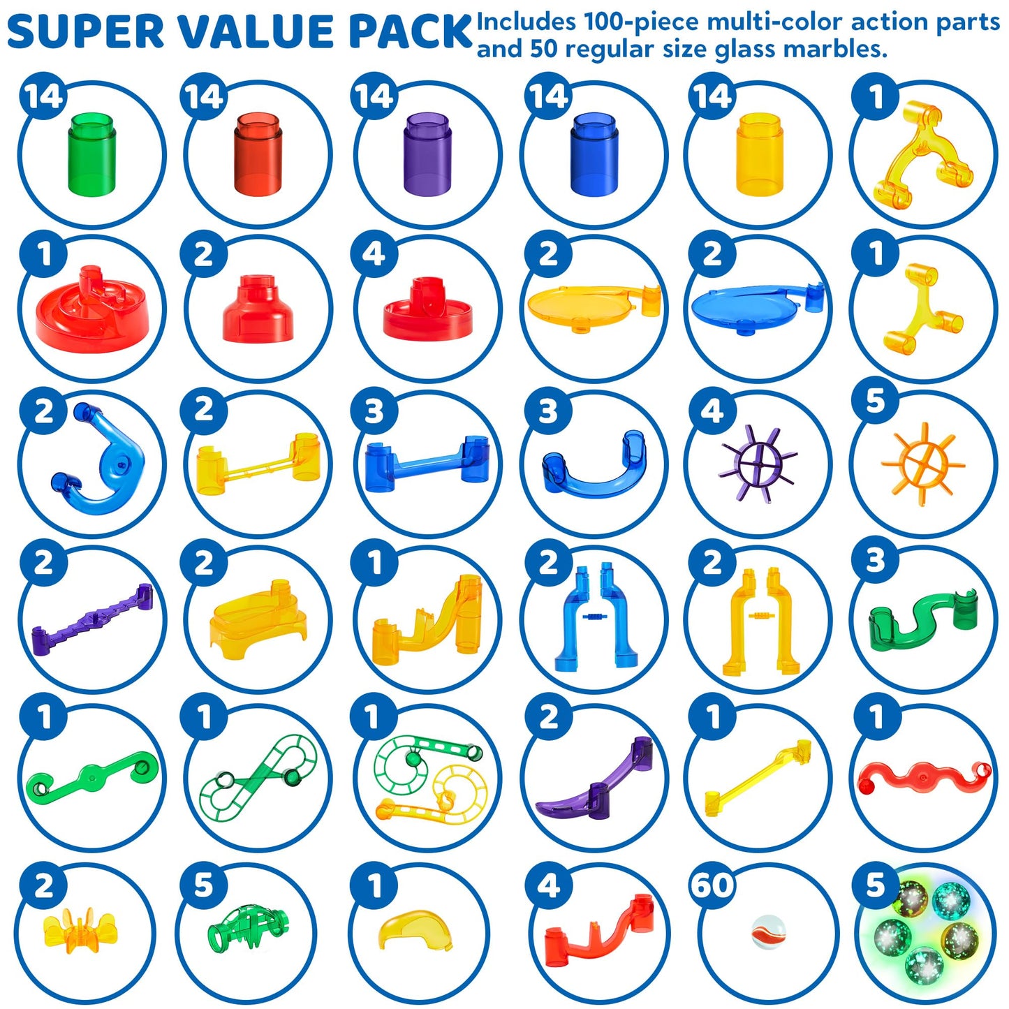 JOYIN 207-Piece Glowing Marble Run Building Set with 5 Glow-in-the-Dark Marbles | STEM Construction Toy for Kids | Educational Gift for Christmas