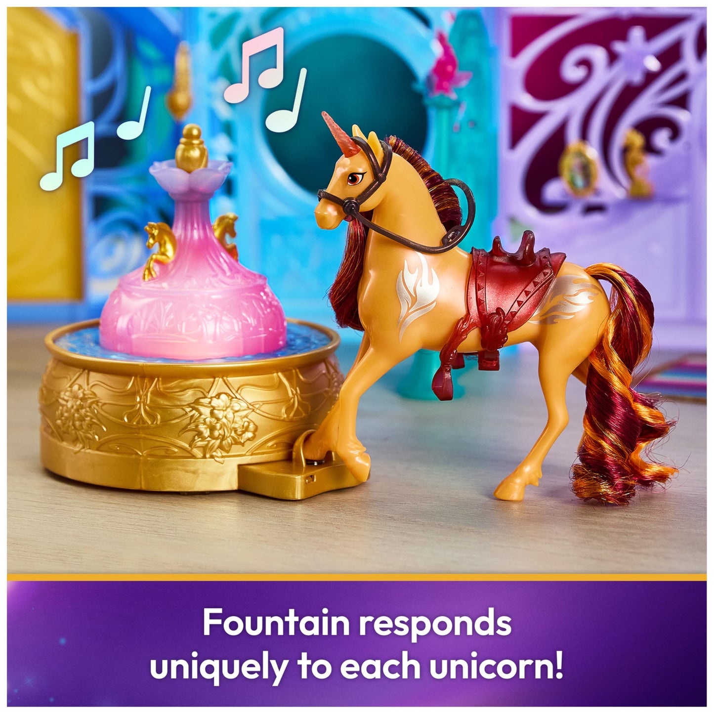 Unicorn Academy, Starglow Fountain & Stable Playset with Wildstar, Lights & Sounds, 24 Accessories, Dolls & Unicorn Toys for Girls Ages 4 and up
