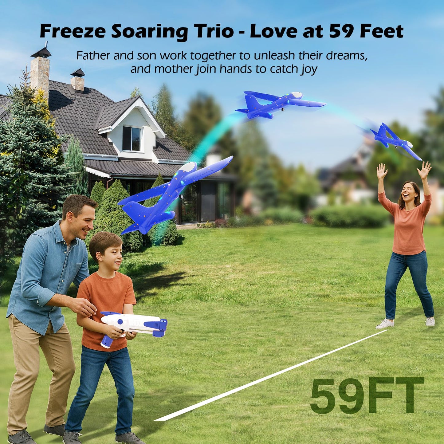 Wesfuner 3 Pack Foam Airplane Launcher Toys, Ultra Long Gliding Distance, Kids Flying Toy, Boys Girls Birthday Gifts, Outdoor Sport Party Favor