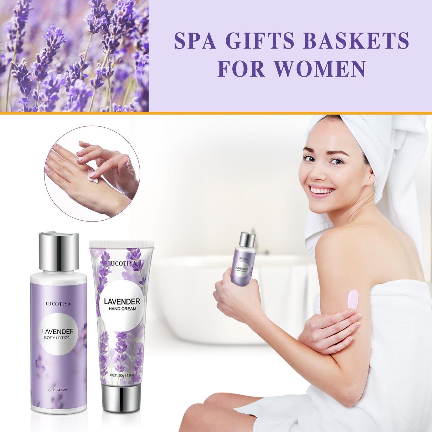 Spa Gift Basket for Women – Lavender Bath & Body Set, Relaxing Self-Care Gifts for Mom, Birthday, Mother’s Day, Friends & Coworkers