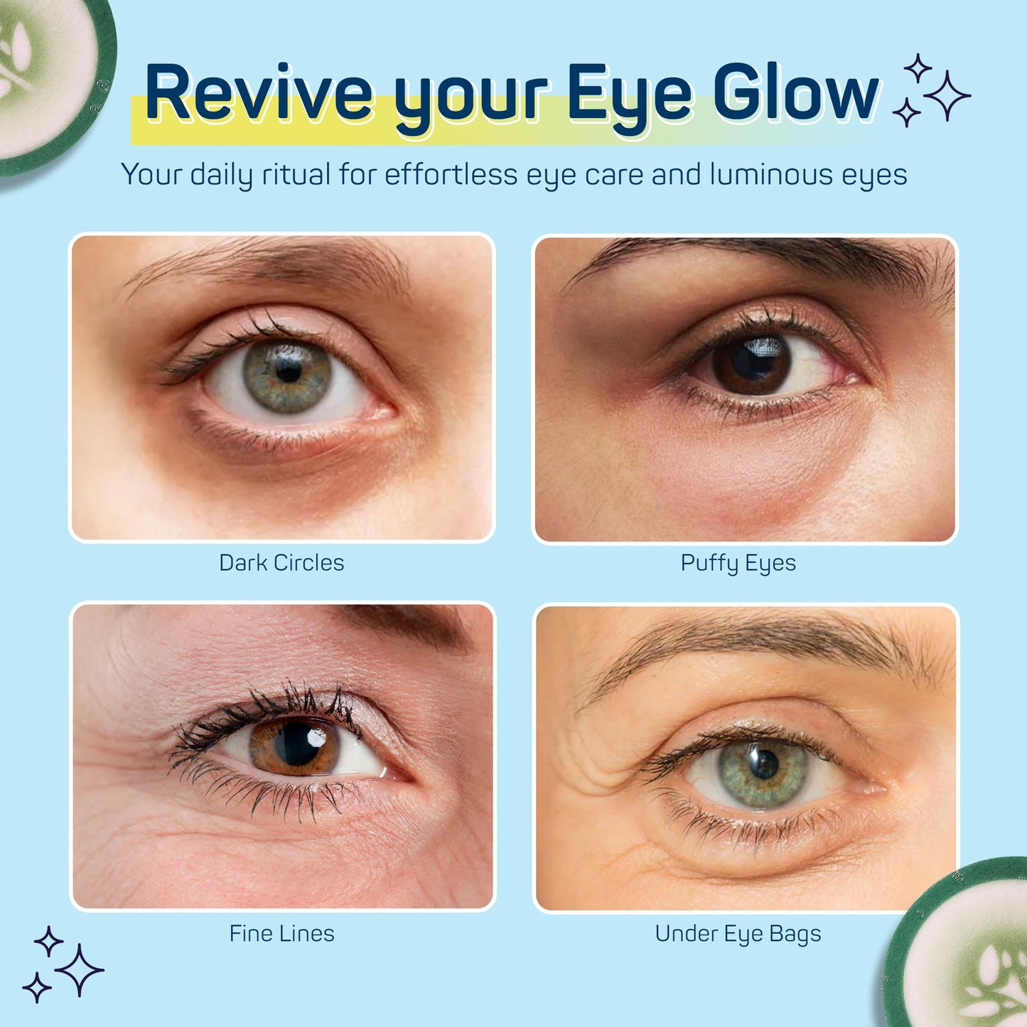 SpaLife Cooling Cucumber Eye Pads - 48 Korean Soothing Pads for Dark Circles, Puffiness & Wrinkles, Hydrating Eye Treatment