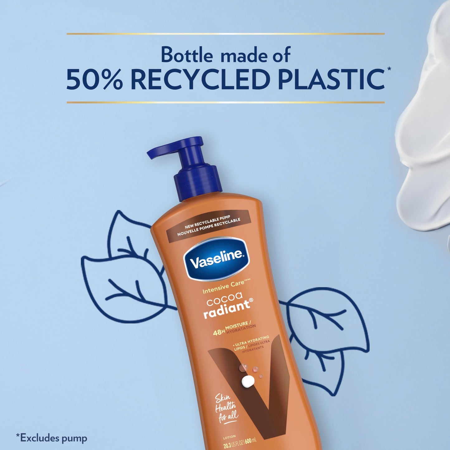 Vaseline Intensive Care Cocoa Radiant Body Lotion 3-Pack, 20.3 oz Each, Ultra-Hydrating with Cocoa Butter for Dry Skin & Radiant Glow