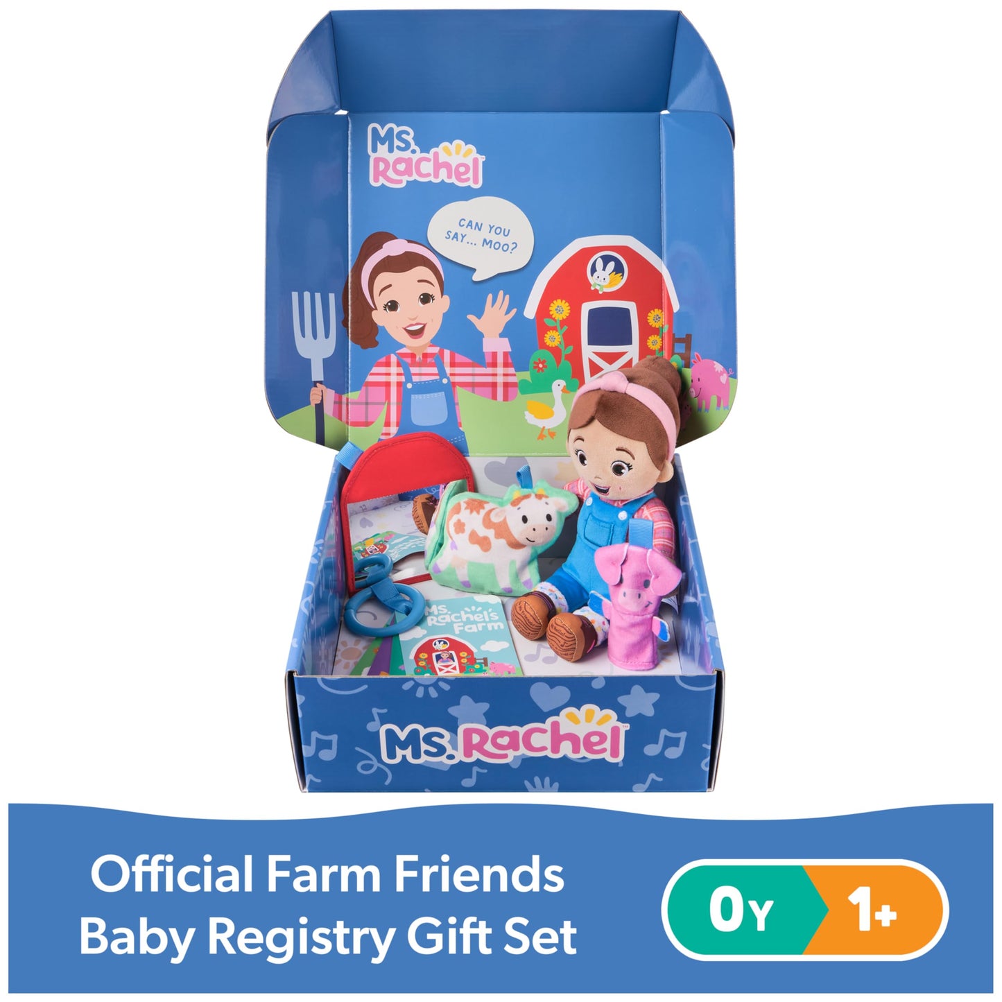 Ms. Rachel Farm Friends Baby Gift Set with Plush Toy, Animal Cards & Finger Puppet – Educational Baby Toys for Girls & Boys 0+