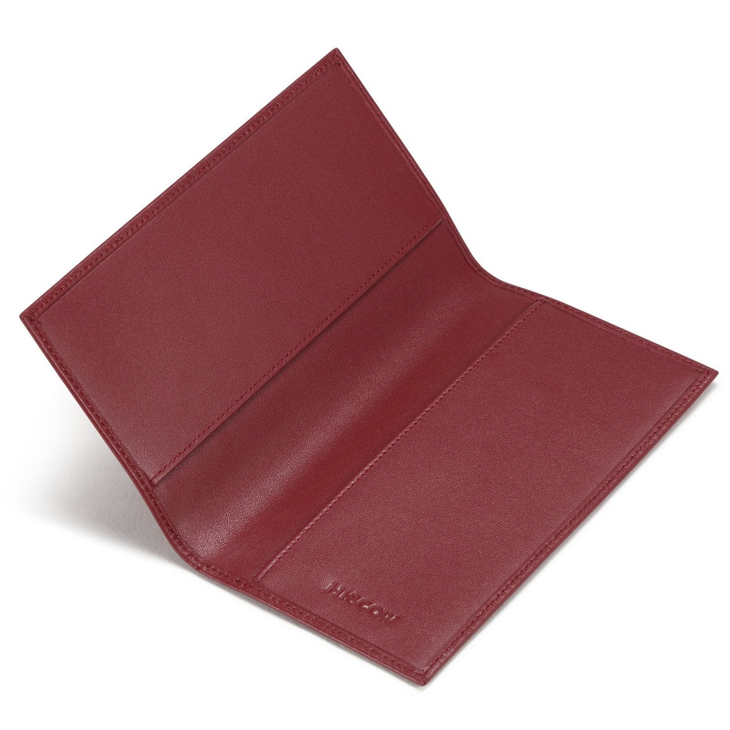 HISCOW Leather Checkbook Cover for Women & Men - Italian Calfskin (Wine Red)