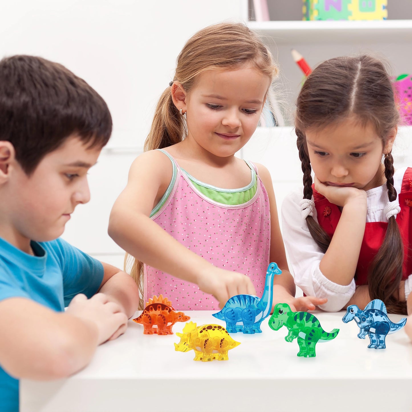 PicassoTiles Dinosaur Magnetic Tile Accessory Set – Mix & Match Dino Parts for STEM Building, Creative Pretend Play Toy for Kids 3+