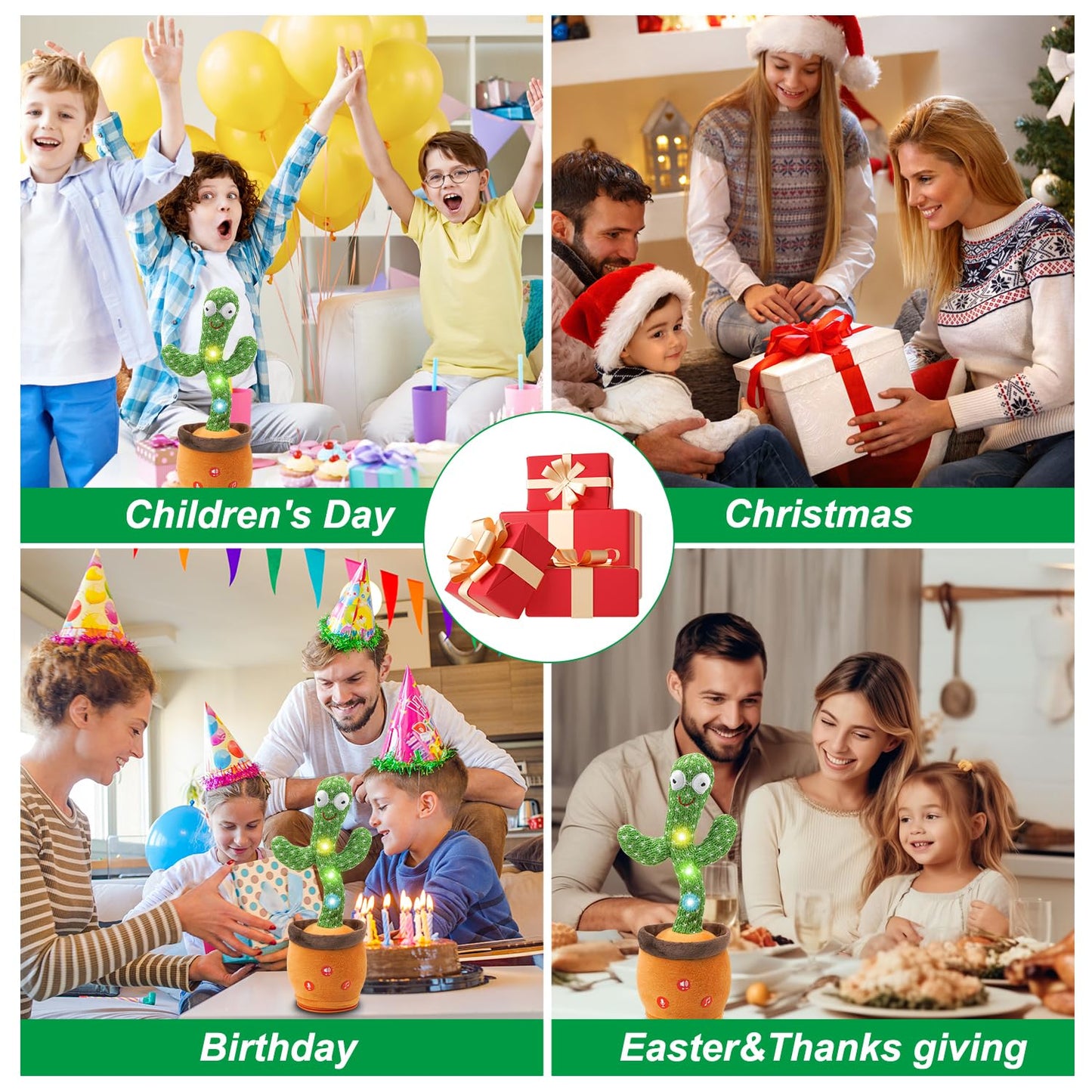 Invasgi Dancing Talking Cactus Toy, Toddlers' Mimicking Singing Cactus Toy Records Repeats What You Say, 120 Songs with Adjustable Volume Baby Toys for Girls Boys for Christmas Birthday