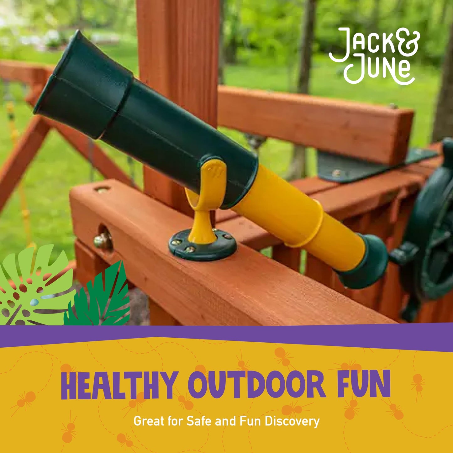 Jack and June Signature Green and Yellow Telescope Playset Attachment Featuring 360 Degree Spin