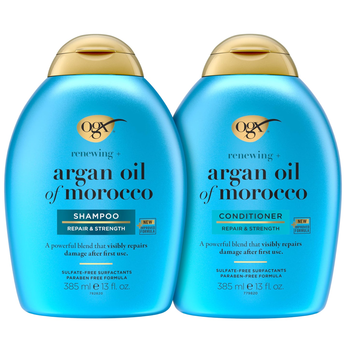 OGX Renewing + Argan Oil of Morocco Shampoo & Conditioner Set – Sulfate-Free Damage Repair Duo to Strengthen & Restore Dry, Damaged Hair, 13 fl oz, 2 Pack