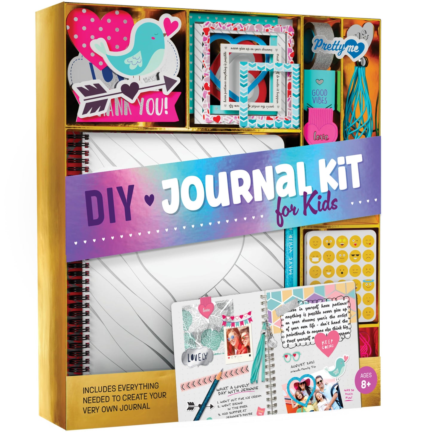 Pretty Me DIY Journal Kit for Girls, Ages 8-14 – Fun Scrapbook, Diary & Craft Set – Cute Birthday Gift for Tween & Teen Girls