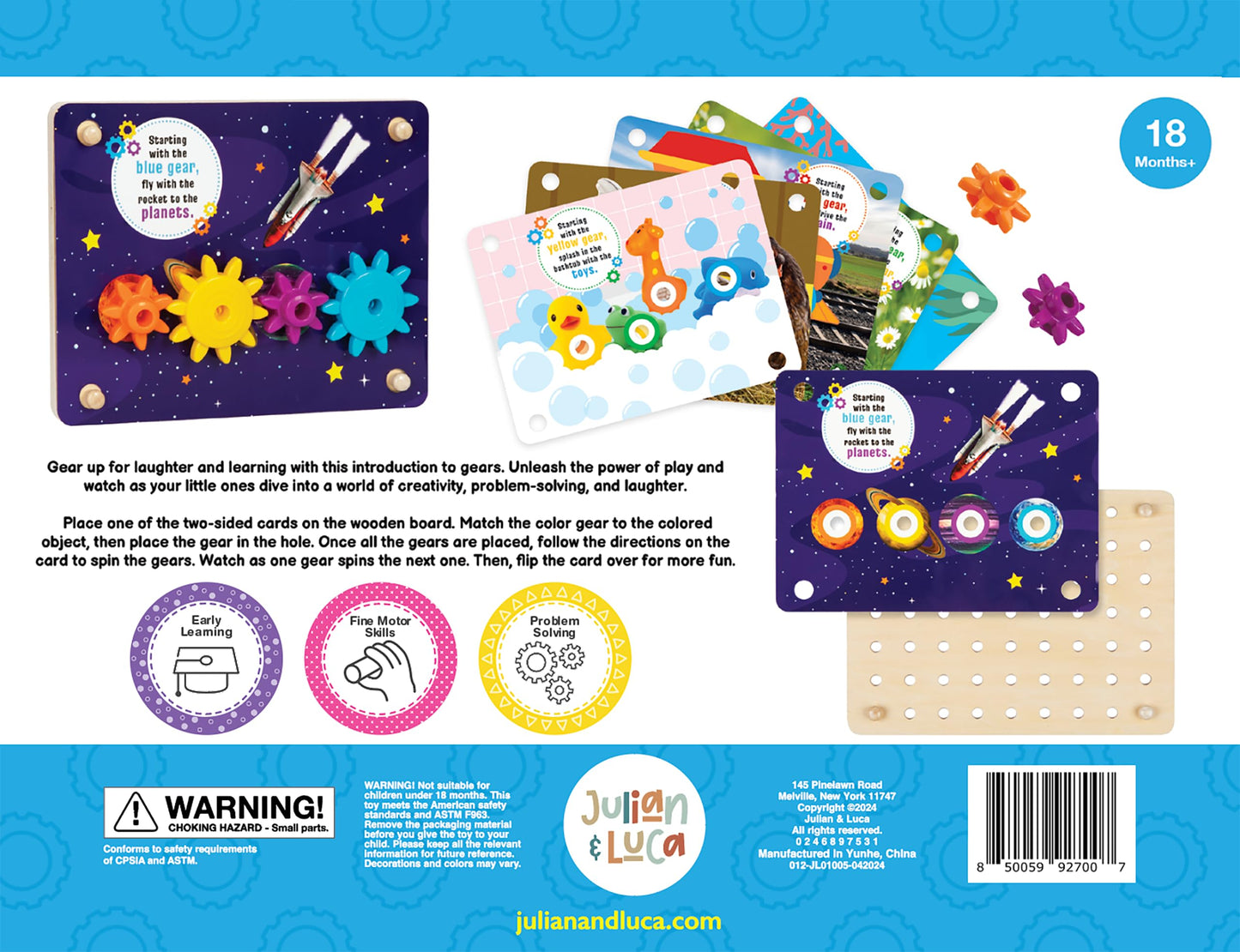 Julian & Luca Brilliant Baby Gear Game | Interactive Wooden Toy for Toddler | Educational & Fun Early Childhood Development Game