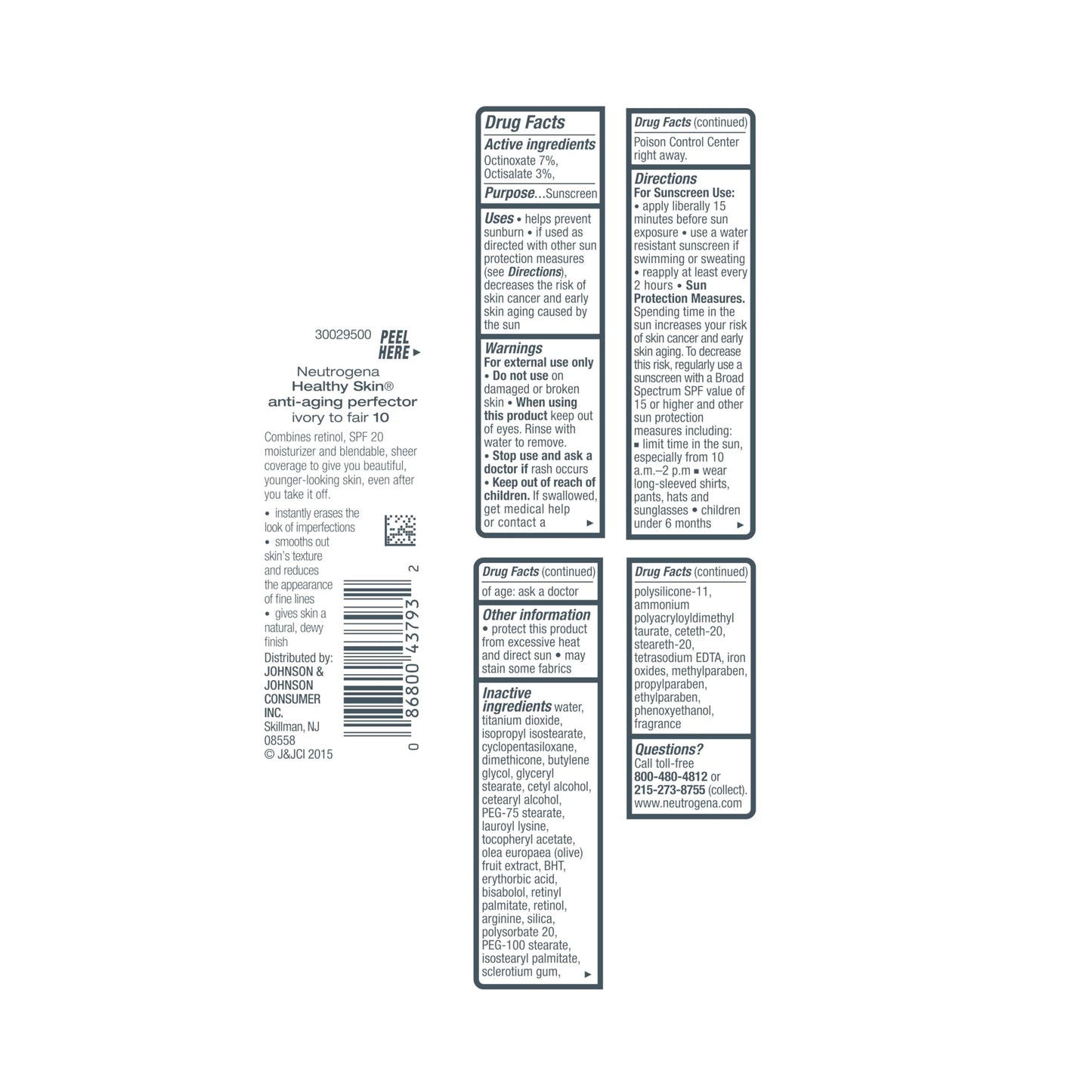 Neutrogena Healthy Skin Anti-Aging Perfector Tinted Moisturizer with Retinol & SPF 20, Broad Spectrum, 10 Ivory to Fair, 1 fl. oz