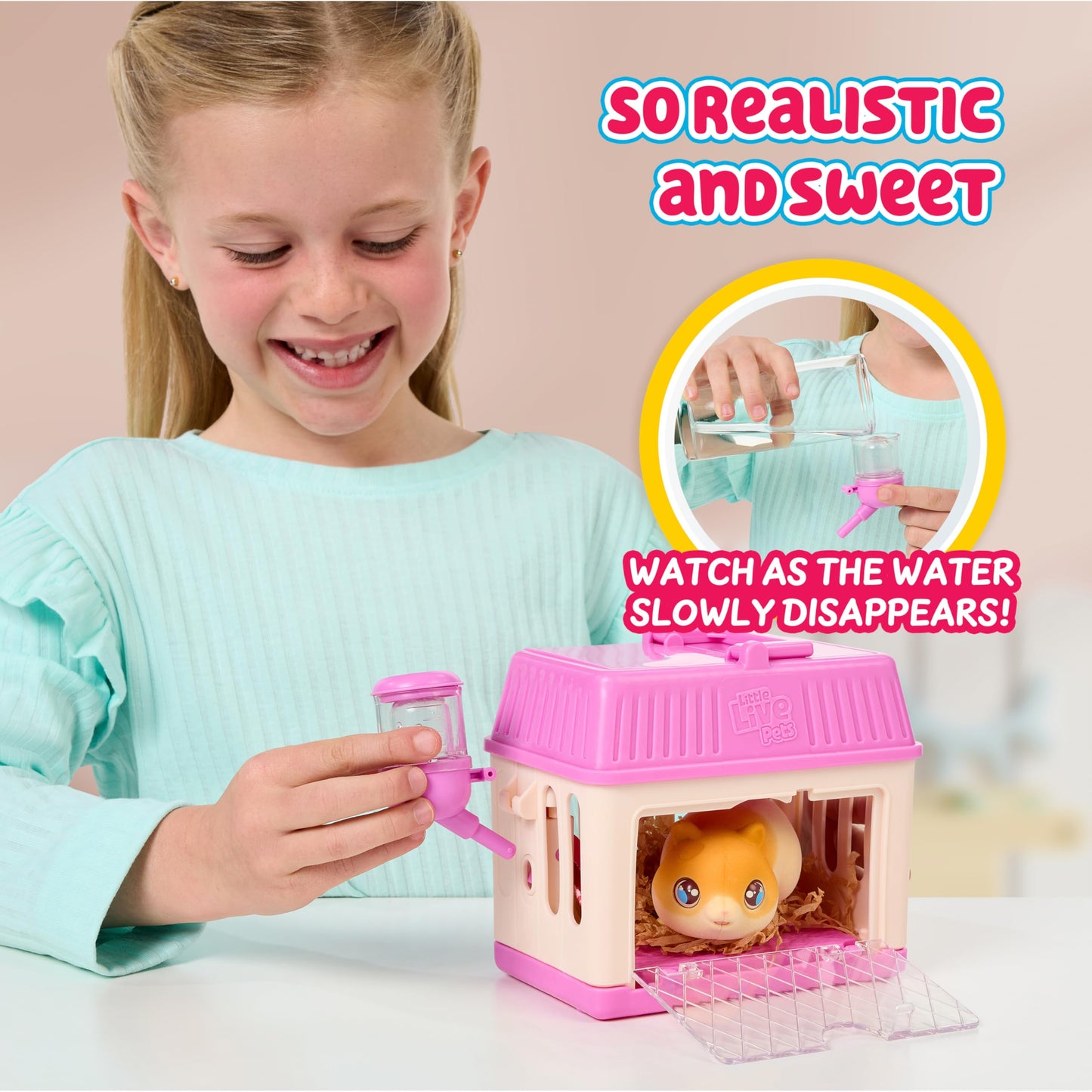 Little Live Pets Hamster Mini Interactive Toy Set, Hutch Animal Playset with 3 Surprise Babies, 20+ Sounds, Hamster Must-Haves for Ages 3+