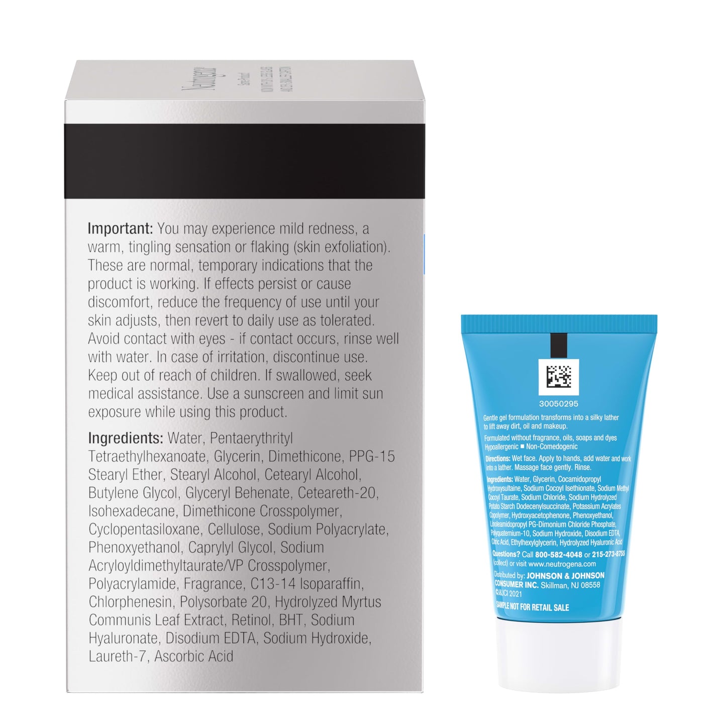 Neutrogena Rapid Wrinkle Repair Retinol Moisturizer with Hyaluronic Acid, Anti-Aging Face Cream 1.7 oz + Trial Hydro Boost Cleanser 0.5 fl oz