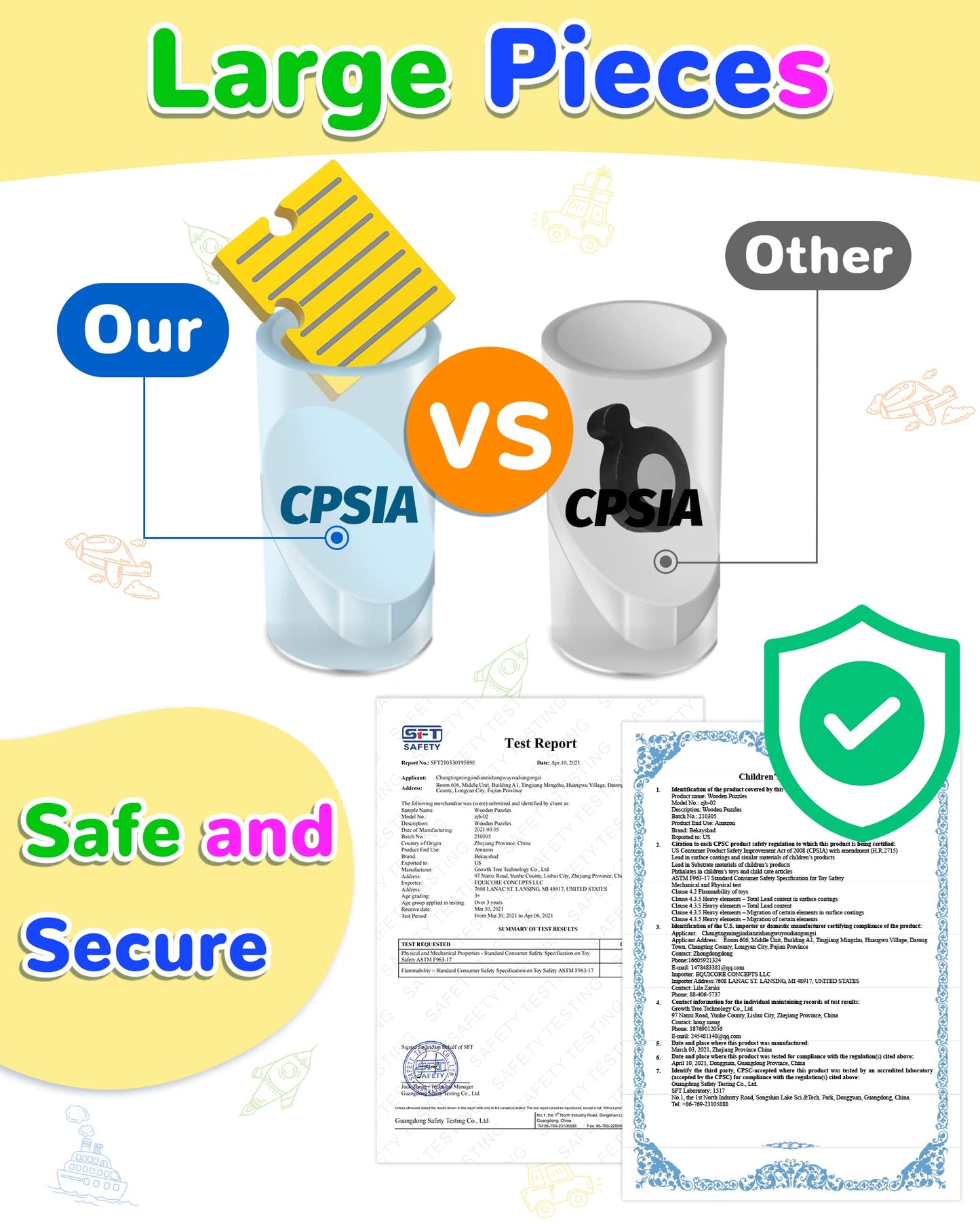 Yetonamr Wooden Toddler Puzzles – 6 Vehicle Shape Montessori Educational Toys for Boys & Girls Ages 1-4, Learning & Gift Toy for Kids