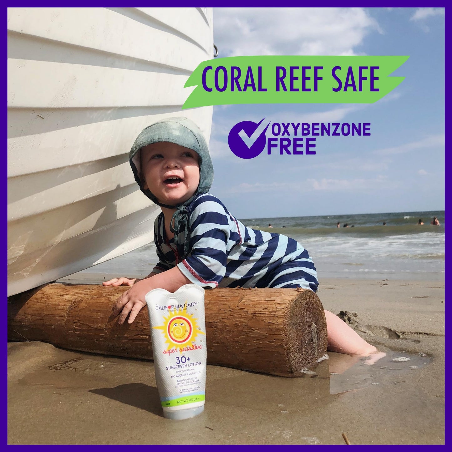 California Baby Super Sensitive SPF 30+ Sunscreen | Unscented | Mineral Based | Titanium Dioxide | Travel Size Baby Sunscreen for Face + Body | 2.9oz