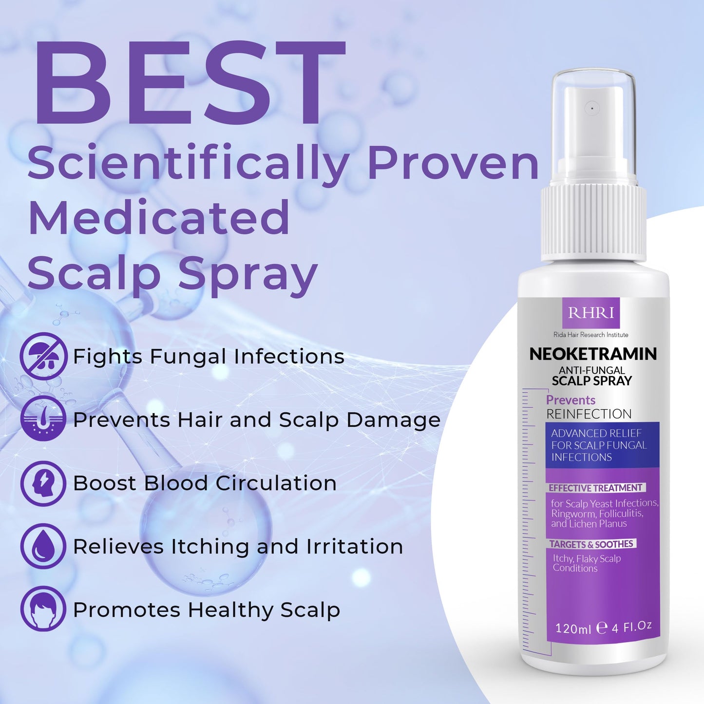 Neoketramin Anti-Fungal Scalp Spray | Dandruff, Psoriasis & Folliculitis Treatment | Relieves Itchy, Dry, Irritated Scalp, Ringworm & Yeast Infections