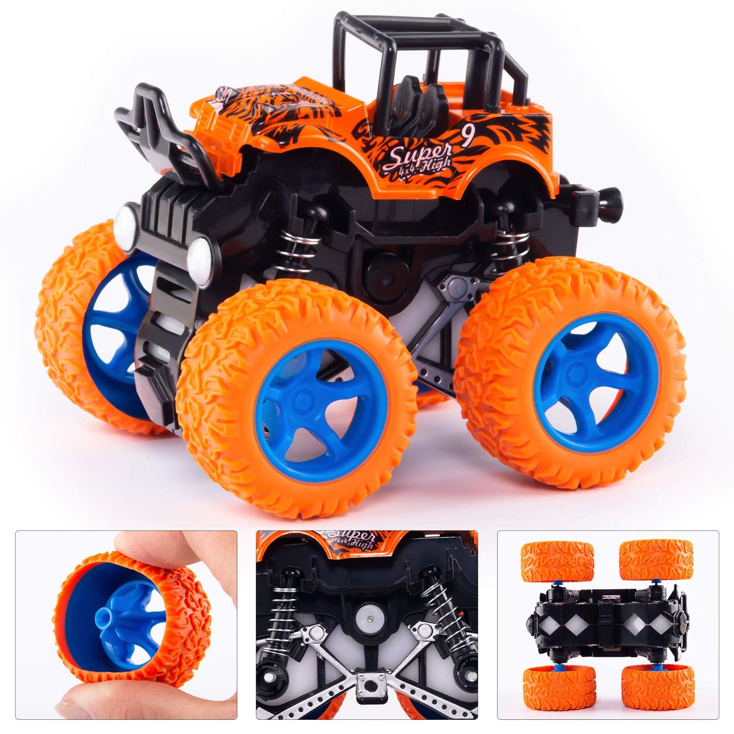 taessv Monster Truck Toy Set – 4 Friction-Powered Push & Go Cars for Toddlers Kids, Birthday & Christmas Gift, Ages 3+ Boys & Girls