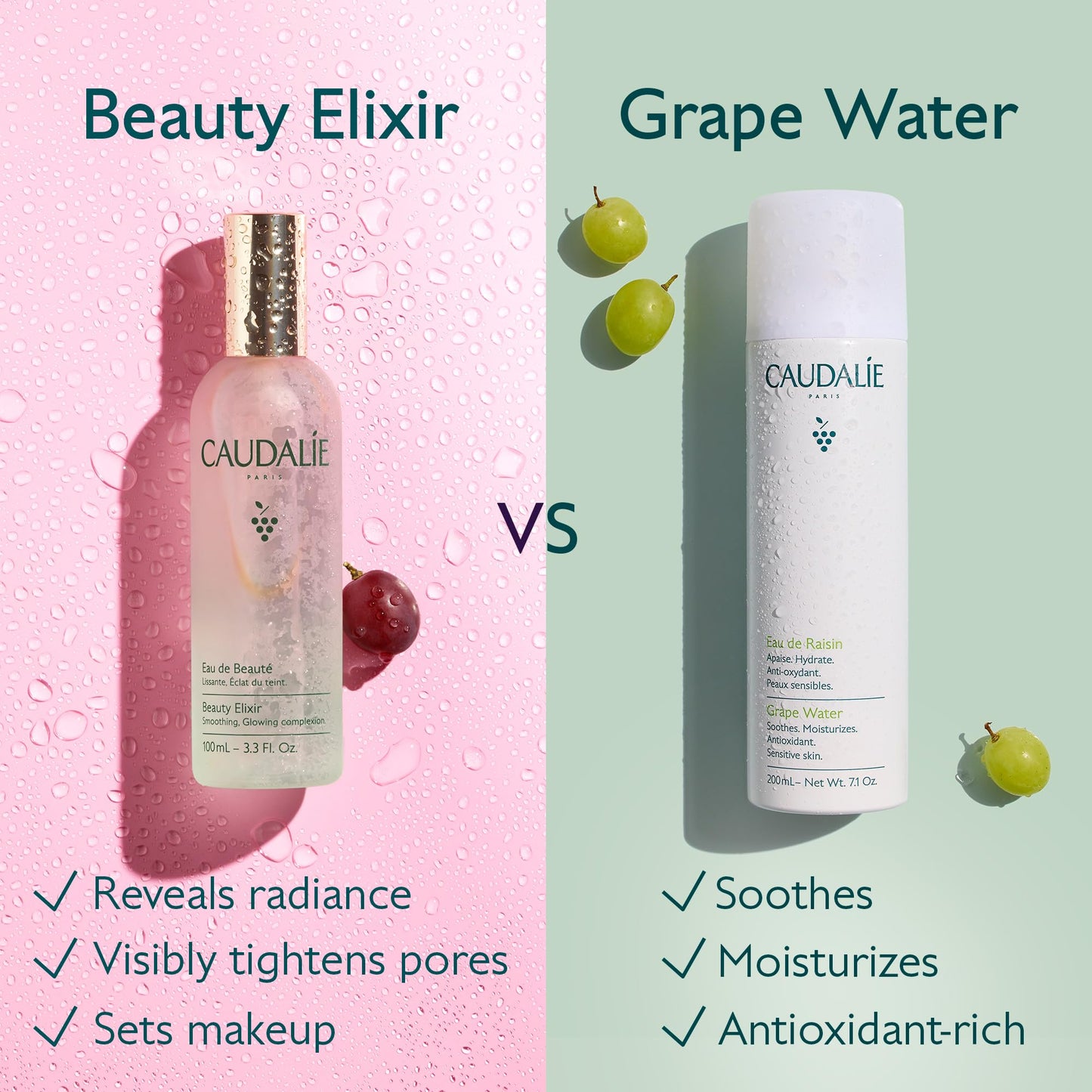 Caudalie Beauty Elixir Face Mist: Toner That Tightens Pores + Reduces Dullness + Sets Makeup - 30 mL