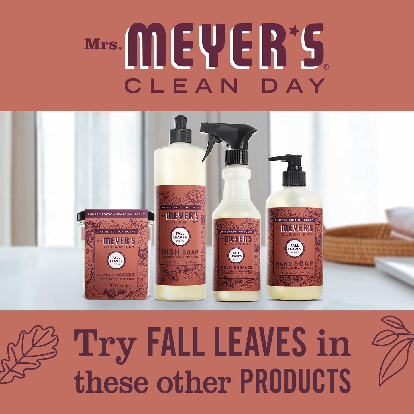 Mrs. MEYER'S CLEAN DAY Liquid Hand Soap, Fall Leaves Scent, 12.5 fl oz (Pack of 1)
