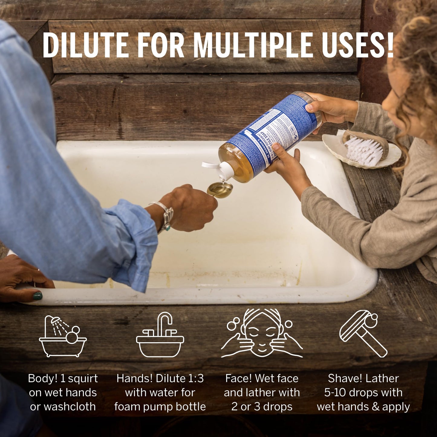 Dr. Bronner's Peppermint Pure-Castile Liquid Soap, 32oz – 18-in-1 Vegan Body Wash for Face, Hair, Hands, Laundry & More, Non-GMO