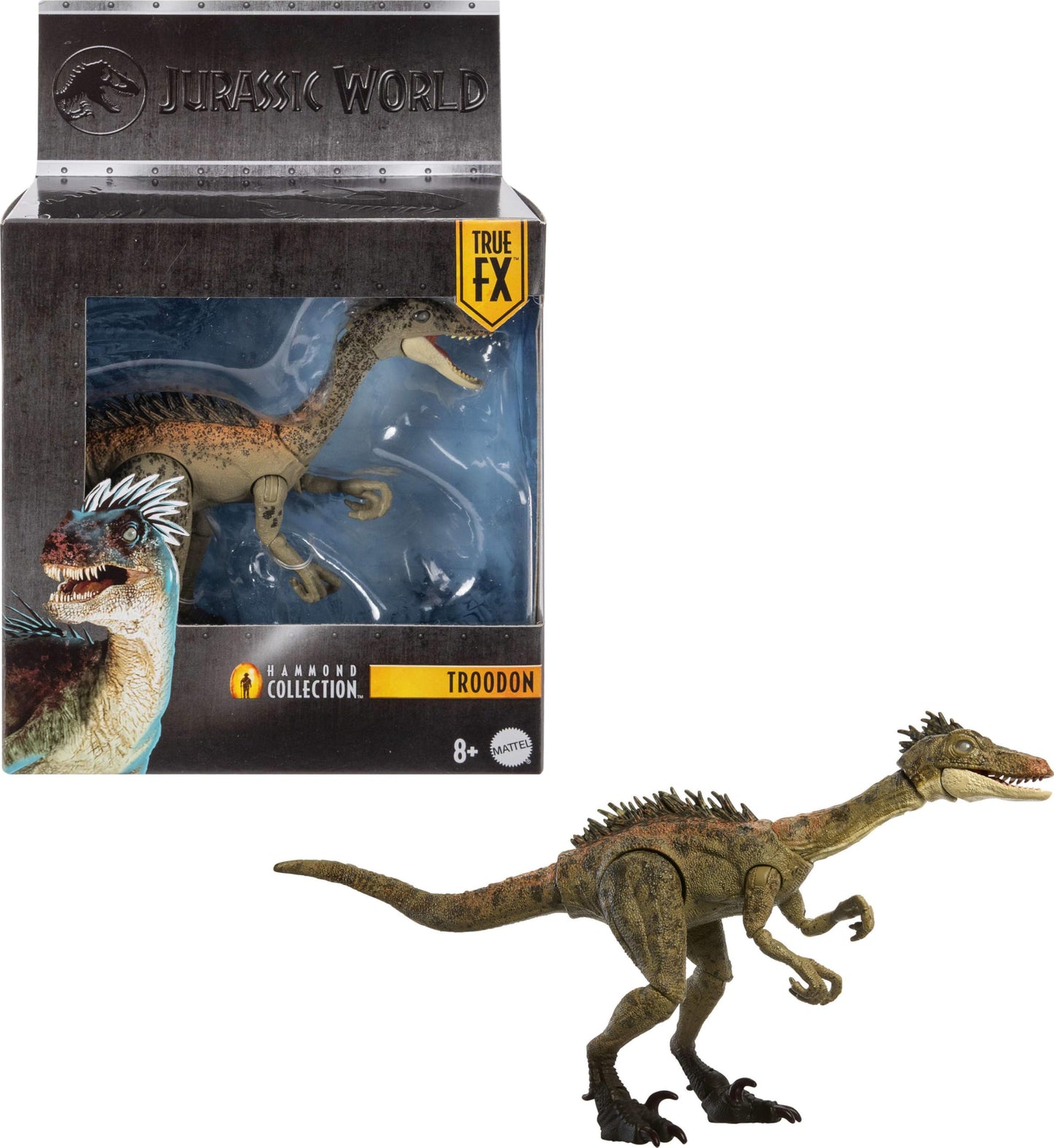 Mattel Jurassic World Hammond Collection Dinosaur Action Figure Toy Troodon Species, Premium Movie Design Glass Eyes & 14 Points Articulation