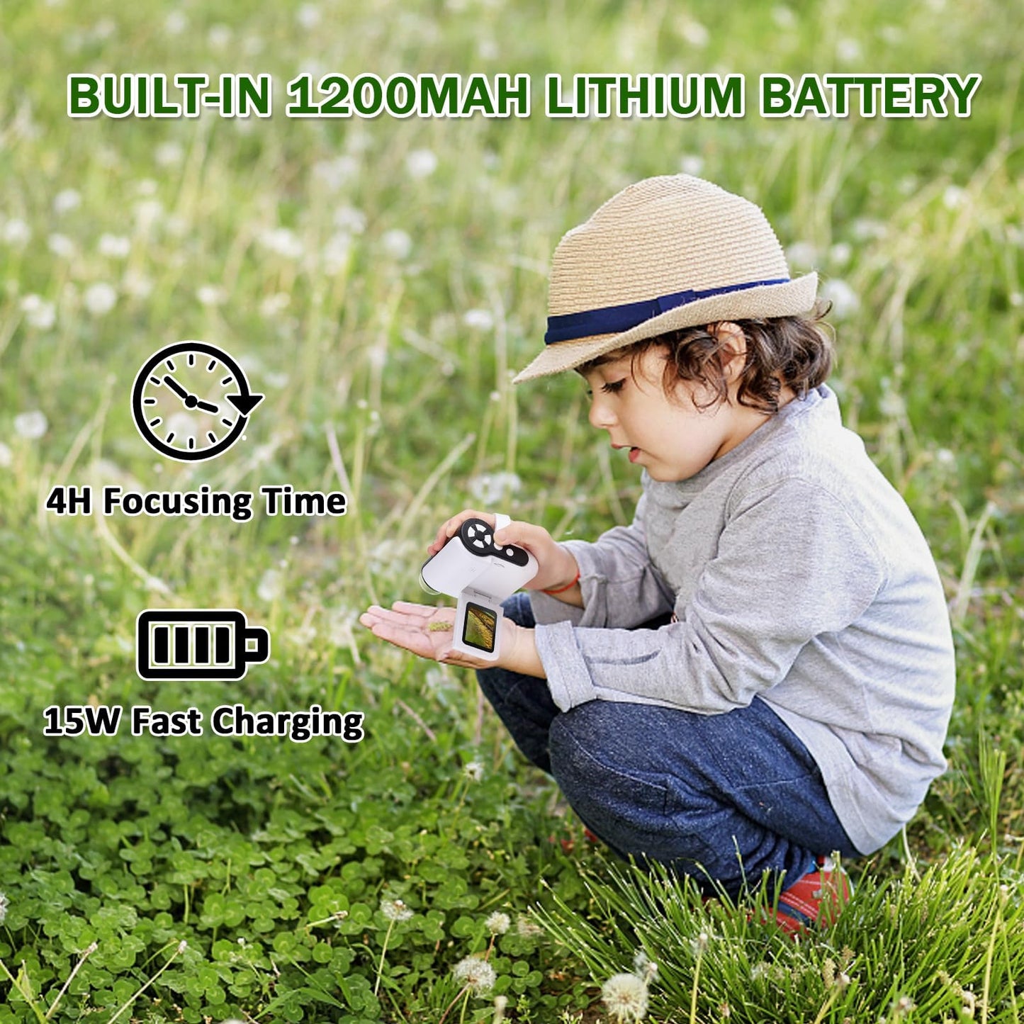 Barchrons 1000X Handheld Microscope for Kids ā 4K Mini Pocket Microscope with 2" Screen, 6 LED Lights, STEM Science Gift for Ages 8-12