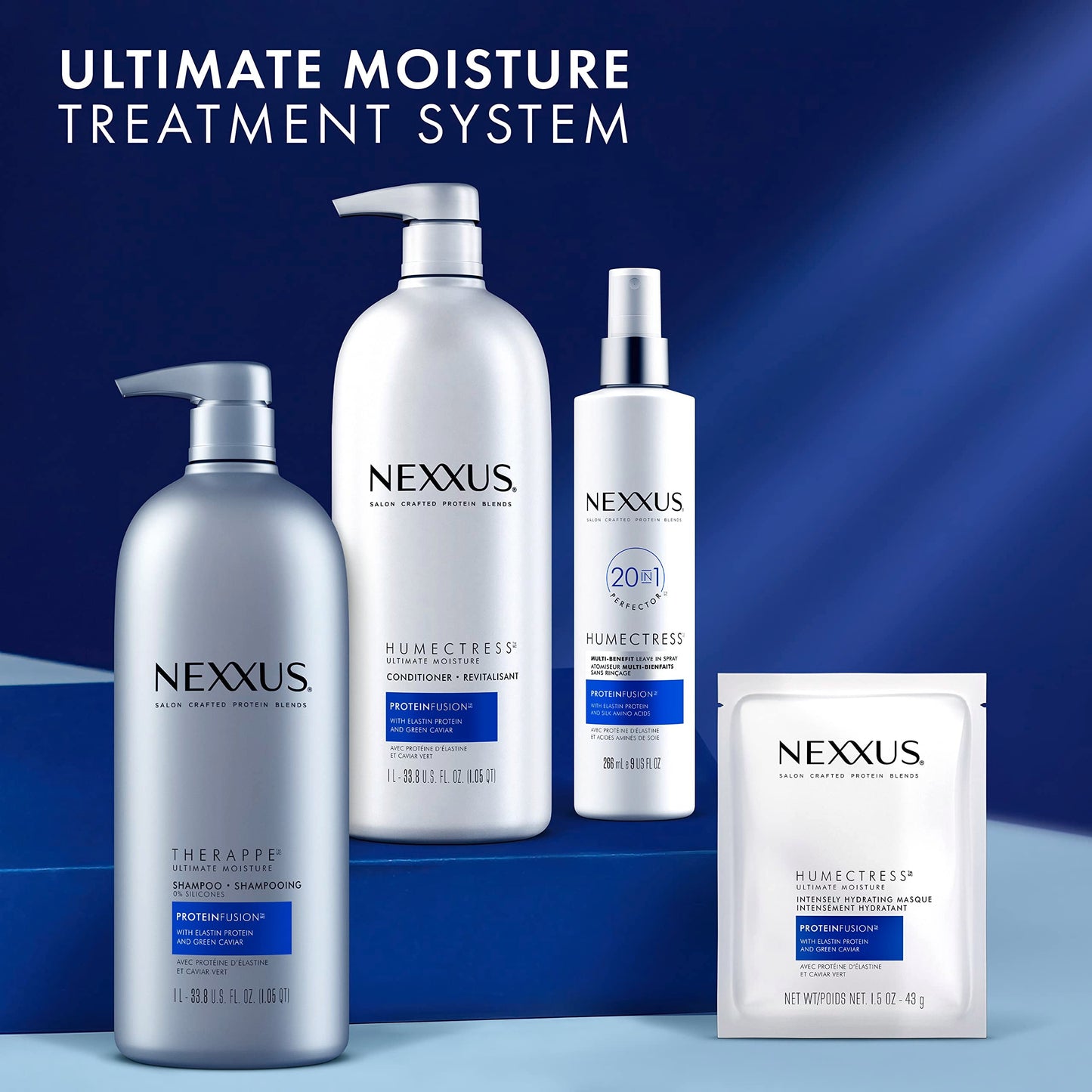 Nexxus Therappe Ultimate Moisture Shampoo for Dry Hair 33.8 oz | Silicone-Free Hydrating Formula with ProteinFusion, Elastin & Green Caviar
