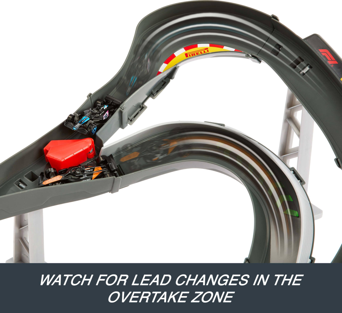 Hot Wheels Toy Car Track Set, 3 Formula 1 Die-Cast Vehicles in 1:64 Scale: McLaren F1 Team, Alpine & VCARB, Sprint Race Circuit (Teams May Vary)