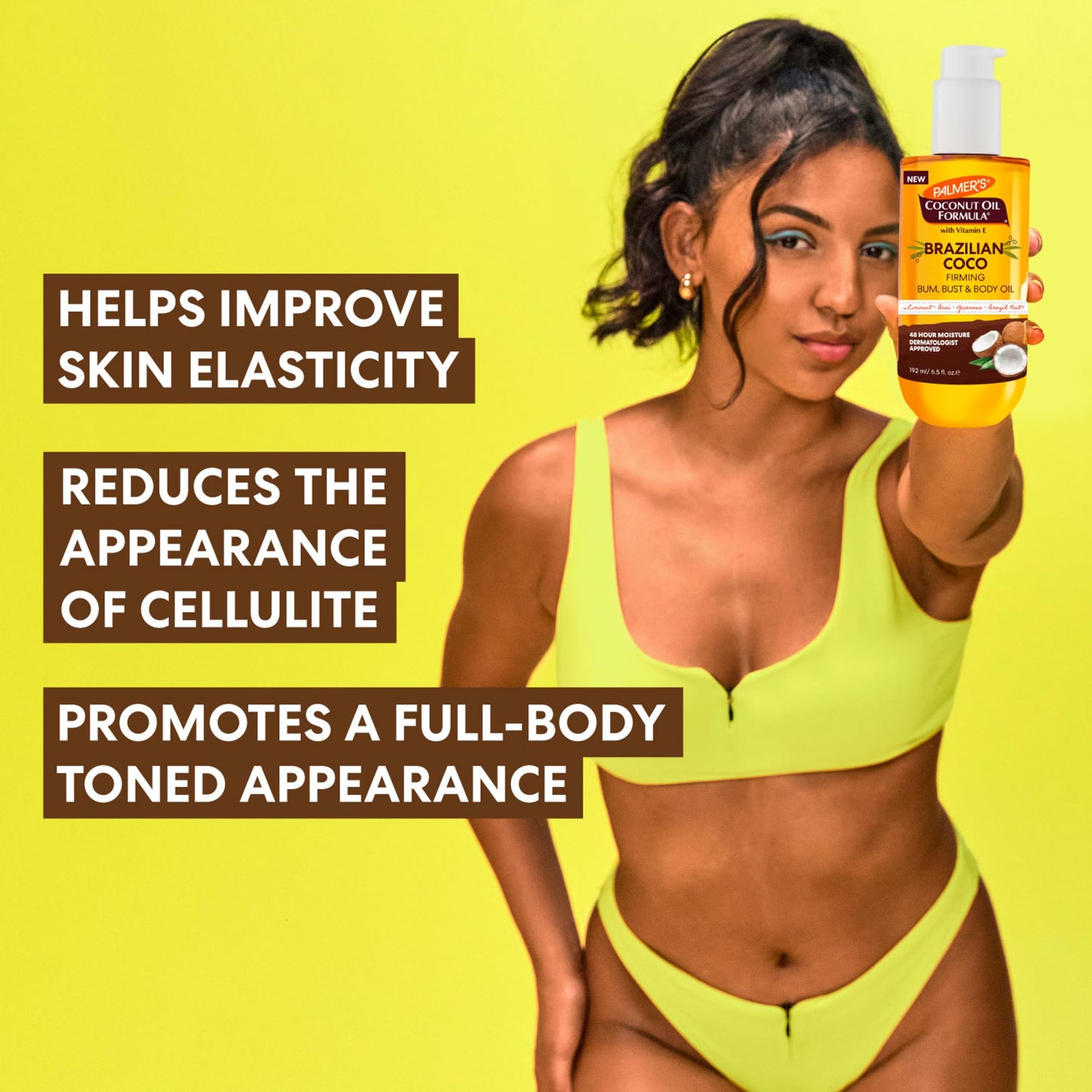 Palmer's Coconut Oil Brazilian Coco Firming Body Oil with Vitamin E, 6.5oz – Tightens & Firms Bum, Bust & Belly, 48Hr Moisture