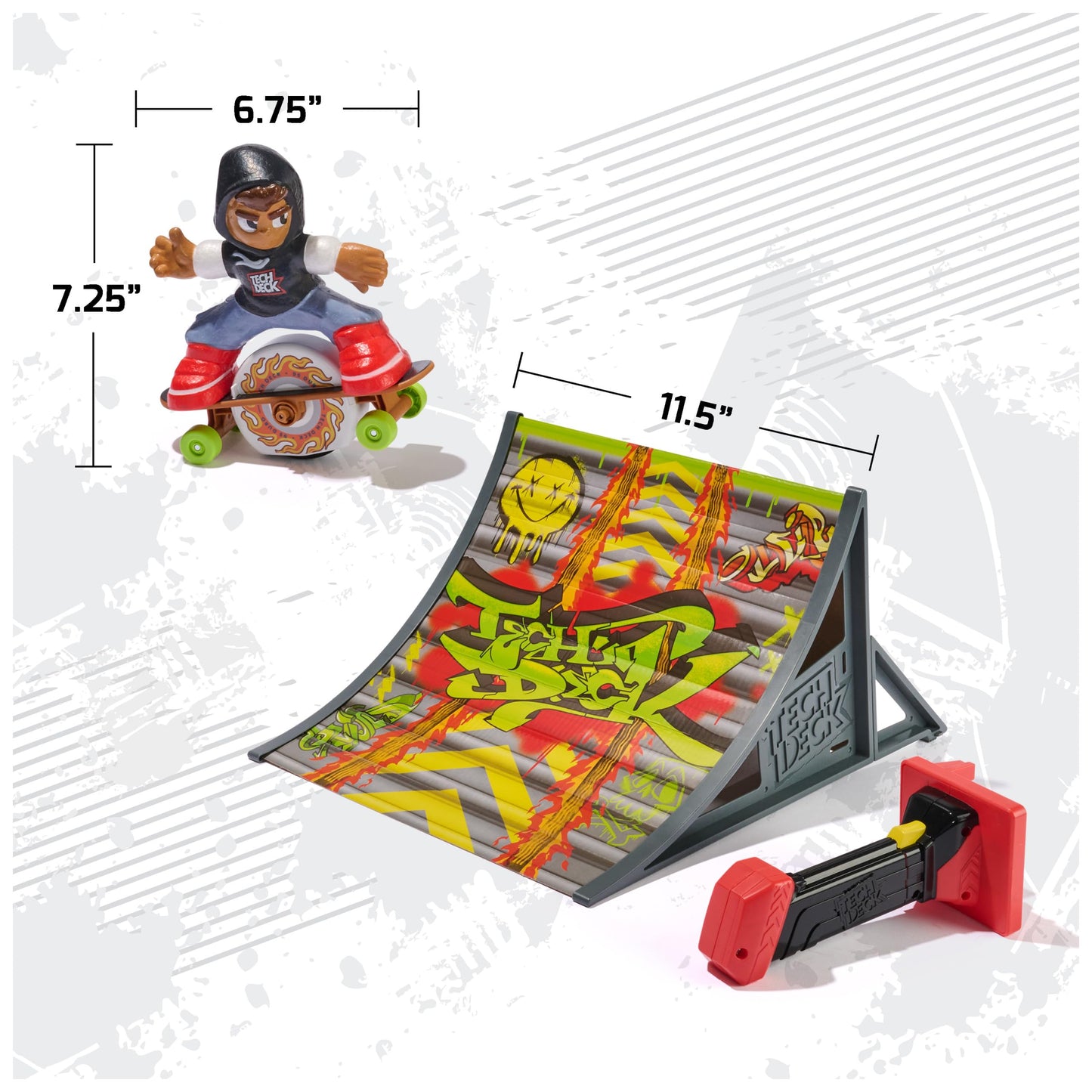 Tech Deck Shred N' Blast Motorized Finger Skateboard with Rider & Ramp for Tricks & Jumps, Kids Toys Ages 6+