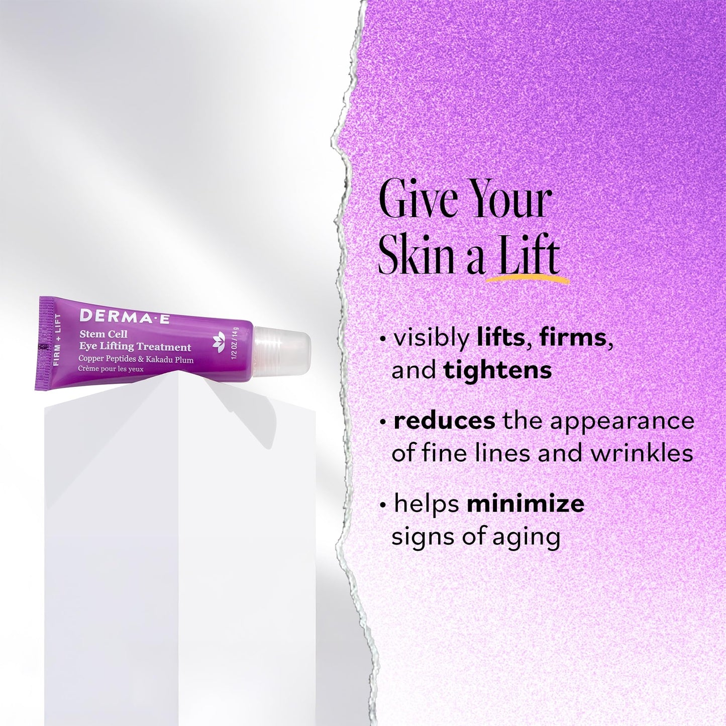 Derma E Stem Cell Lifting Eye Cream – Firming & Tightening for Under Eye & Upper Eyelid, Hydrating & Revitalizing, 0.5 oz