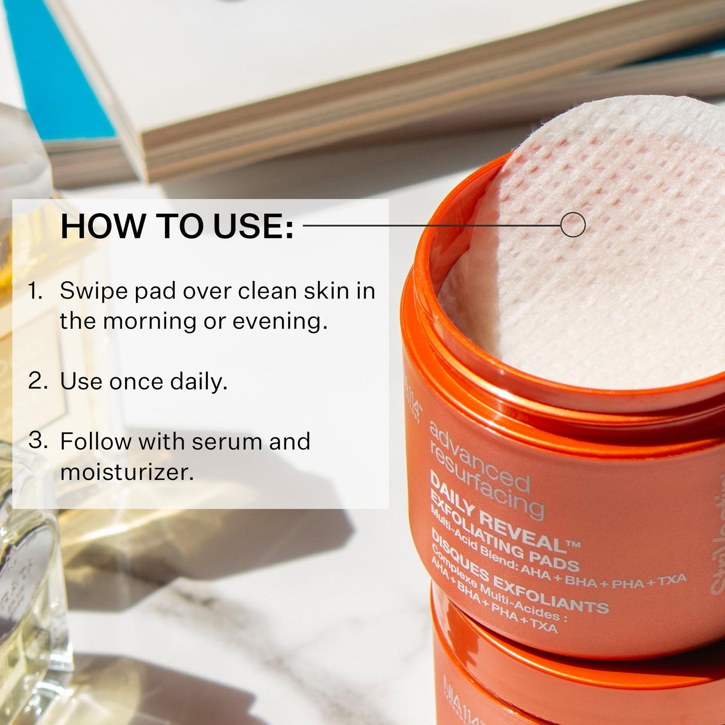 StriVectin Advanced Resurfacing Daily Reveal Exfoliating Face Pads, Visibly Smooths and Brightens Skin, Reduces Blackheads, Salicylic Acid, 60 Count