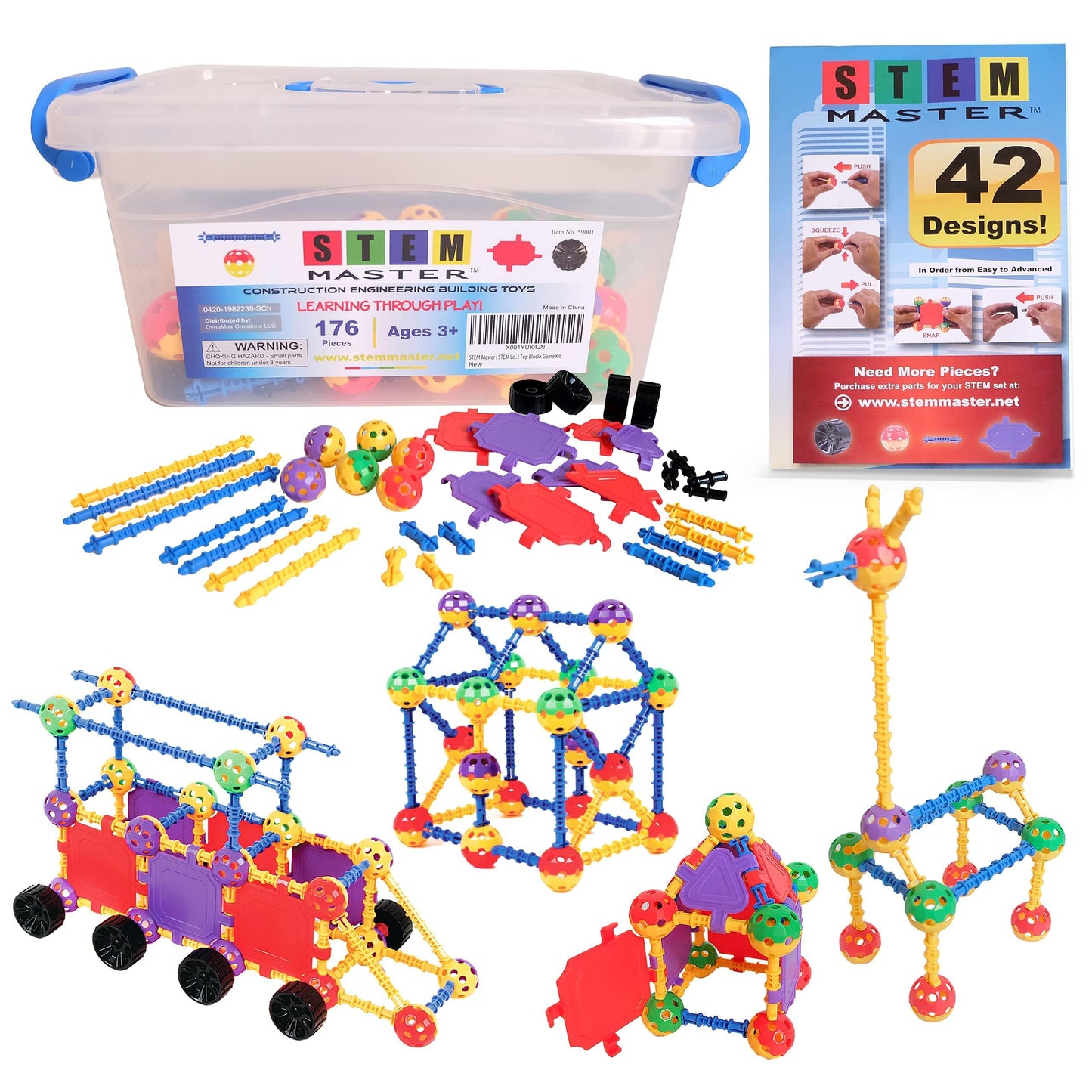 STEM Master - Educational Building Blocks Kit, 176 Pieces, Ages 4-8, Easter Basket Stuffers Gifts for Kids