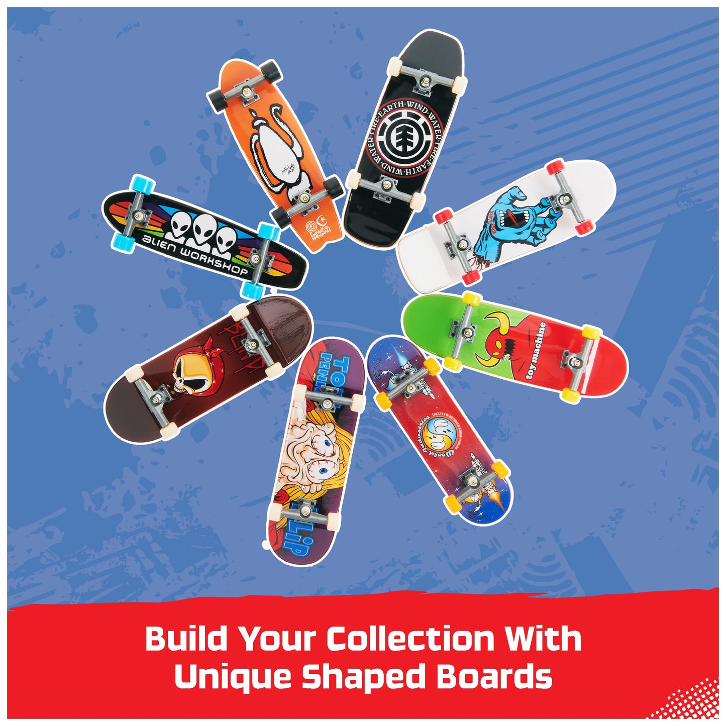 Tech Deck, 25th Anniversary 8-Pack Fingerboards with Exclusive Figure, Collectible and Customisable Mini Skateboards, Kids’ Toys for Ages 6 and up