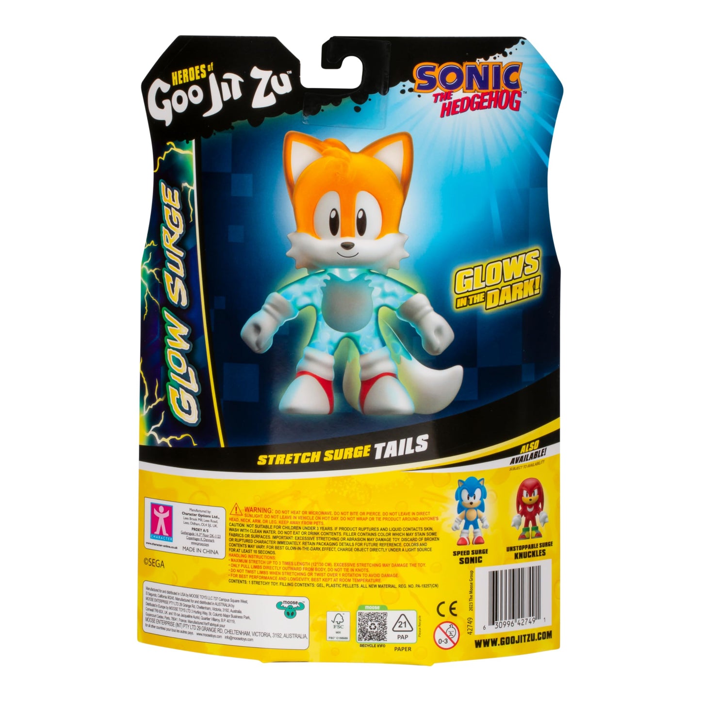 Heroes of Goo Jit Zu Stretch Surge Tails Action Figure – Glow-in-the-Dark Power Up, Super Stretchy & Squishy Sensory Toy, Stretches 3X Size