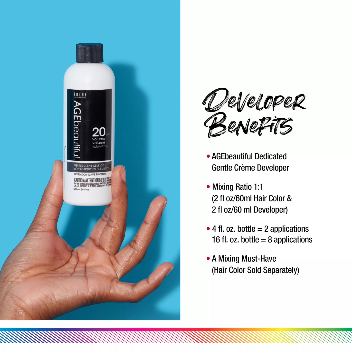 AGEbeautiful 20 Volume Gentle Creme Developer 4 oz | For Permanent Hair Color, Toners & Lighteners | Professional, Long-Lasting Results