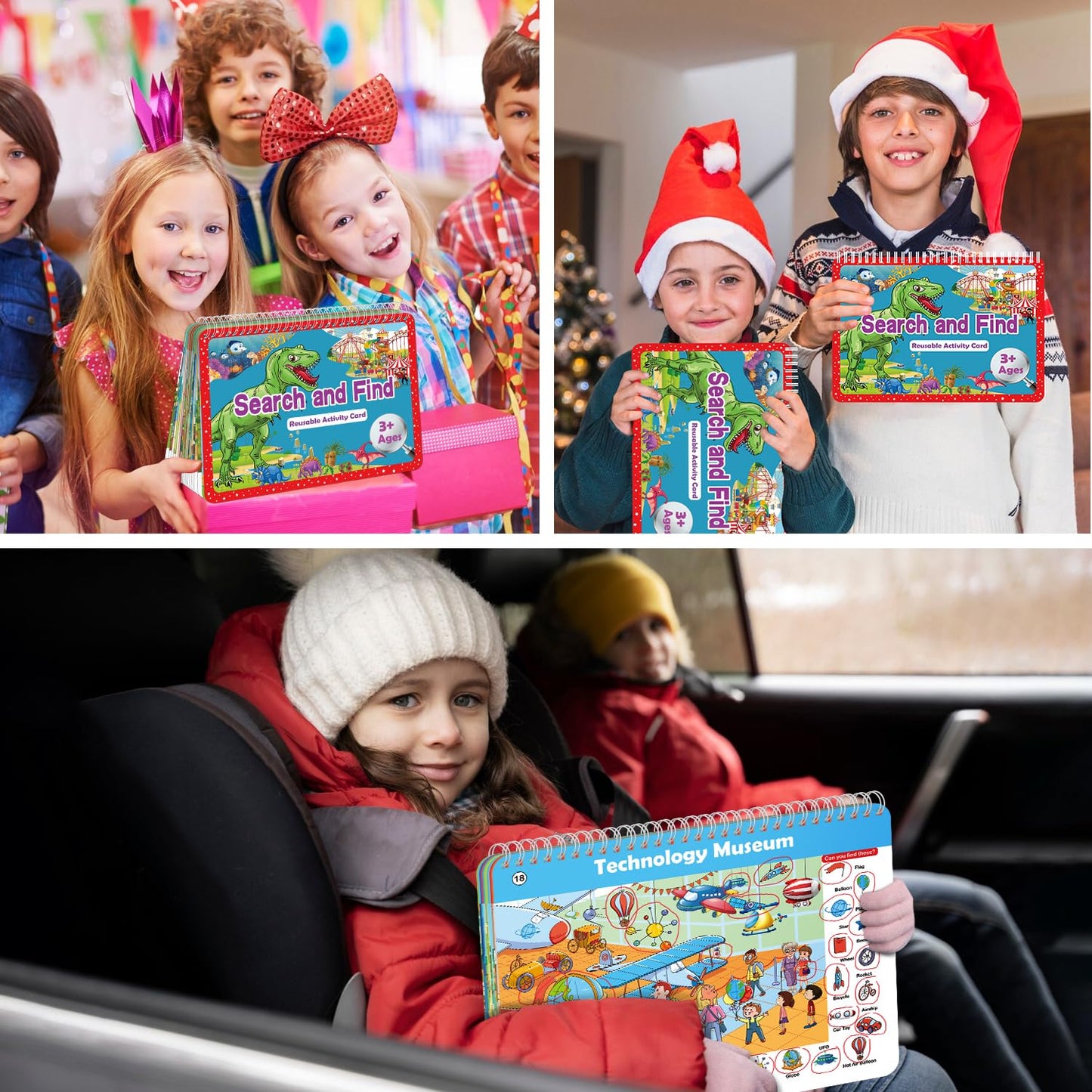 Elfew Search & Find Activity Book for Kids 3-8 | 24 Reusable Toddler Activities | Educational Travel Toy for Ages 4-6